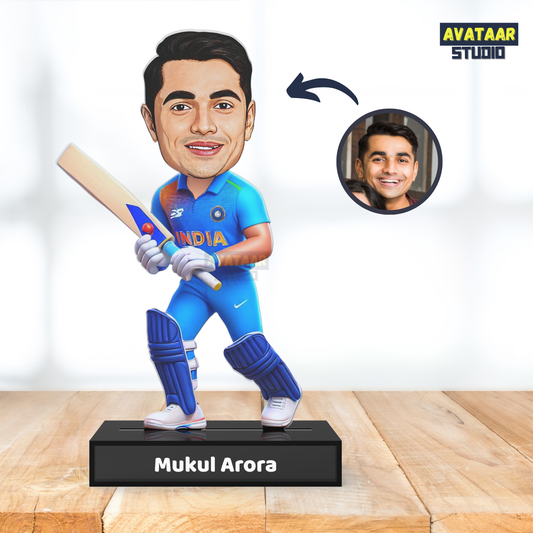Cricket Batsman Avatar Stand – Personalized Acrylic Gift with Name