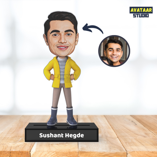 Avatar Studio Personalized  Yellow Pose Boy Stand – Custom Acrylic Avatar with Name