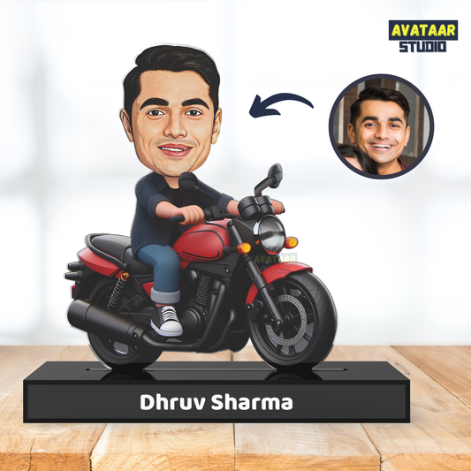 Custom Motorcycle Rider Avatar Standee with Name,  Personalized Biker Acrylic Stand