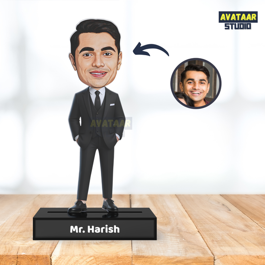 Professional Man Avatar Stand – Personalized Acrylic Gift with Name