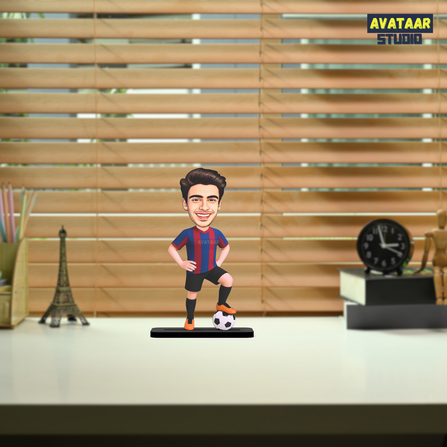 Avataar Studio Personalized Gift for Friends, Sister, Brother, BFF, Girlfriend, Boyfriend Character Caricature Photo Frame Unique Design Customized Gift for Friends & Family (Footballer Boy - 3)