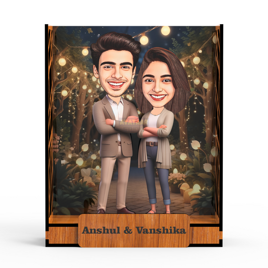 Avataar Studio Personalized Gift for Husband, Wife, Boyfriend, Girlfriend Character Caricature Photo Frame Unique Design Customized Gift for Friends & Family Return Gift (COUPLE 9 BOX)