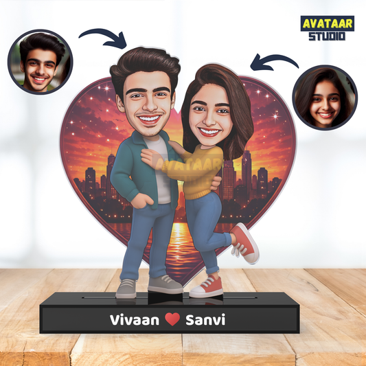 Personalized Couple Avataar Stand – Custom Acrylic Gift for Husband Wife Boyfriend Girlfriend