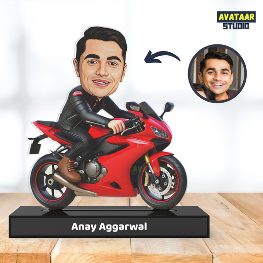 🏍️ Ride The Vibe — Personalized Biker Avataar Stand