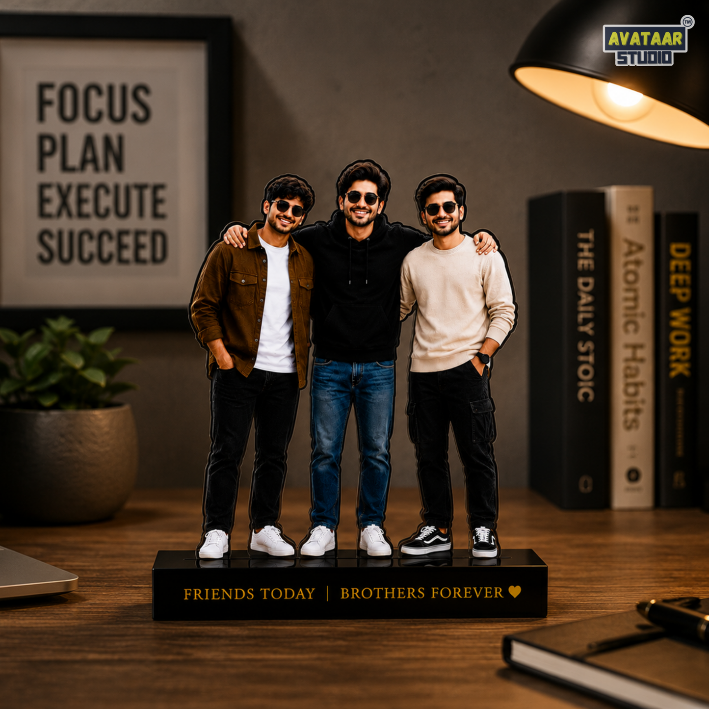 SnapStand Personalised 3D Avatar Standee Photo Frame, MDF & Acrylic, Custom Mini Figure for Couple, Anniversary, Birthday, Wedding Gifts (FRIENDS, 7 INCHES)