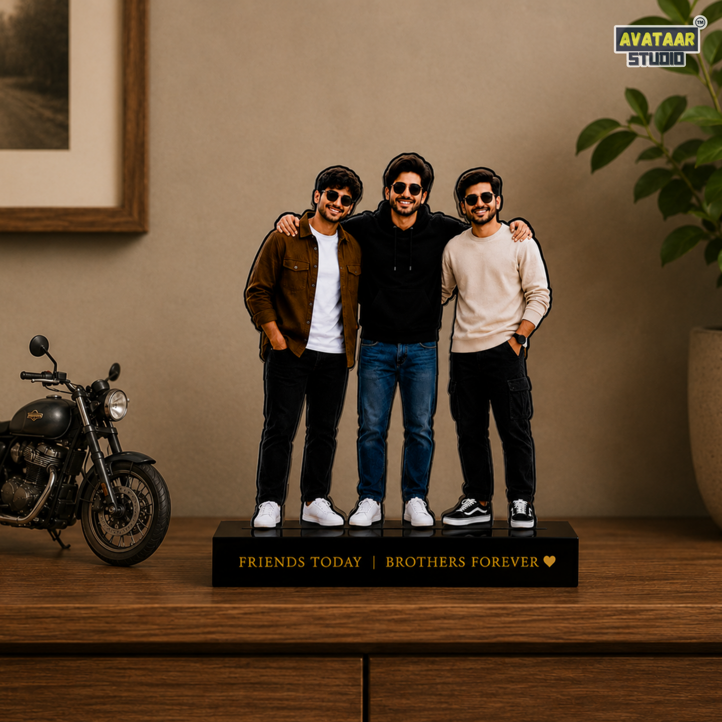 SnapStand Personalised 3D Avatar Standee Photo Frame, MDF & Acrylic, Custom Mini Figure for Couple, Anniversary, Birthday, Wedding Gifts (FRIENDS, 7 INCHES)