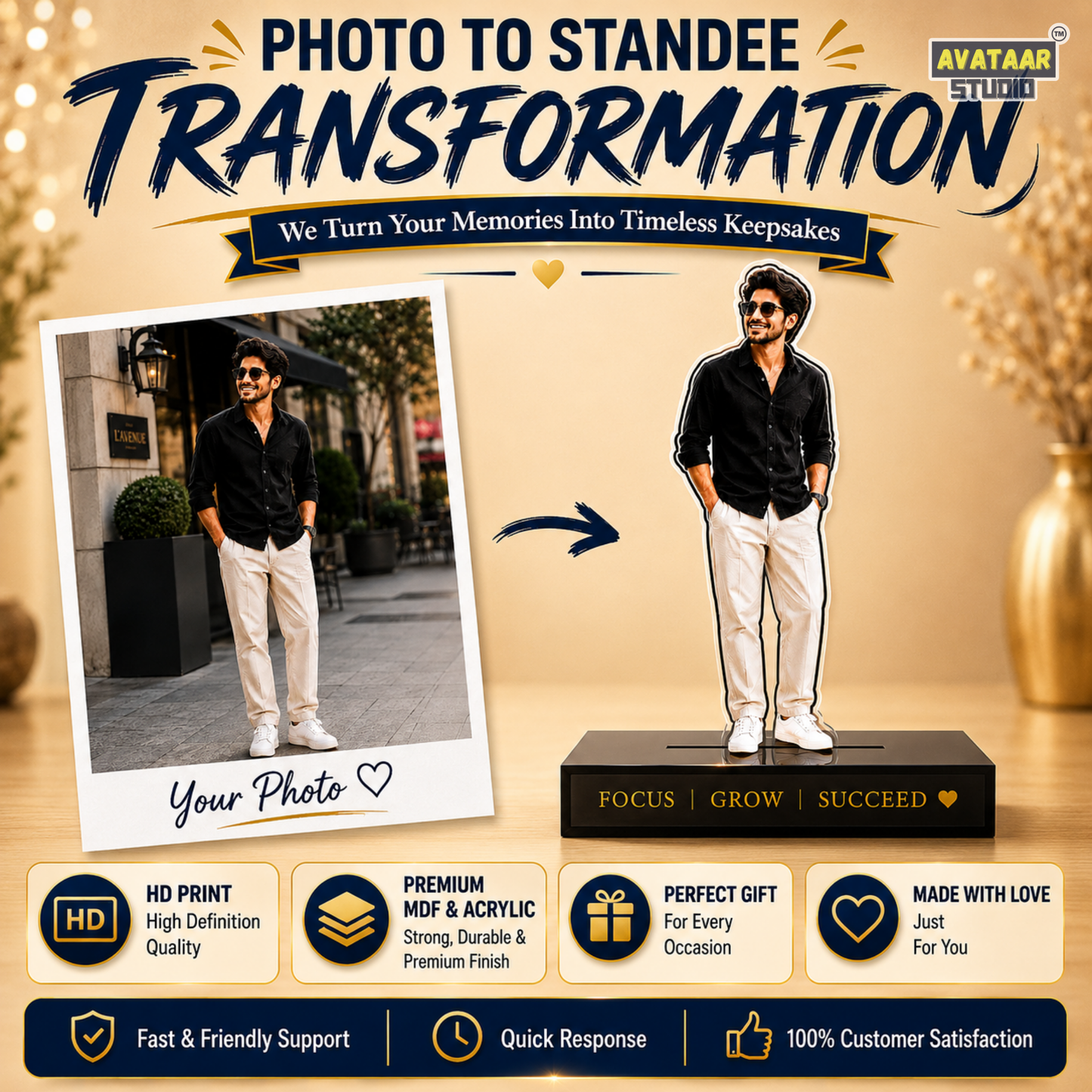 SnapStand Personalized Photo Cutout Standee – Turn Your Favorite Photo into a Unique Keepsake (Single)