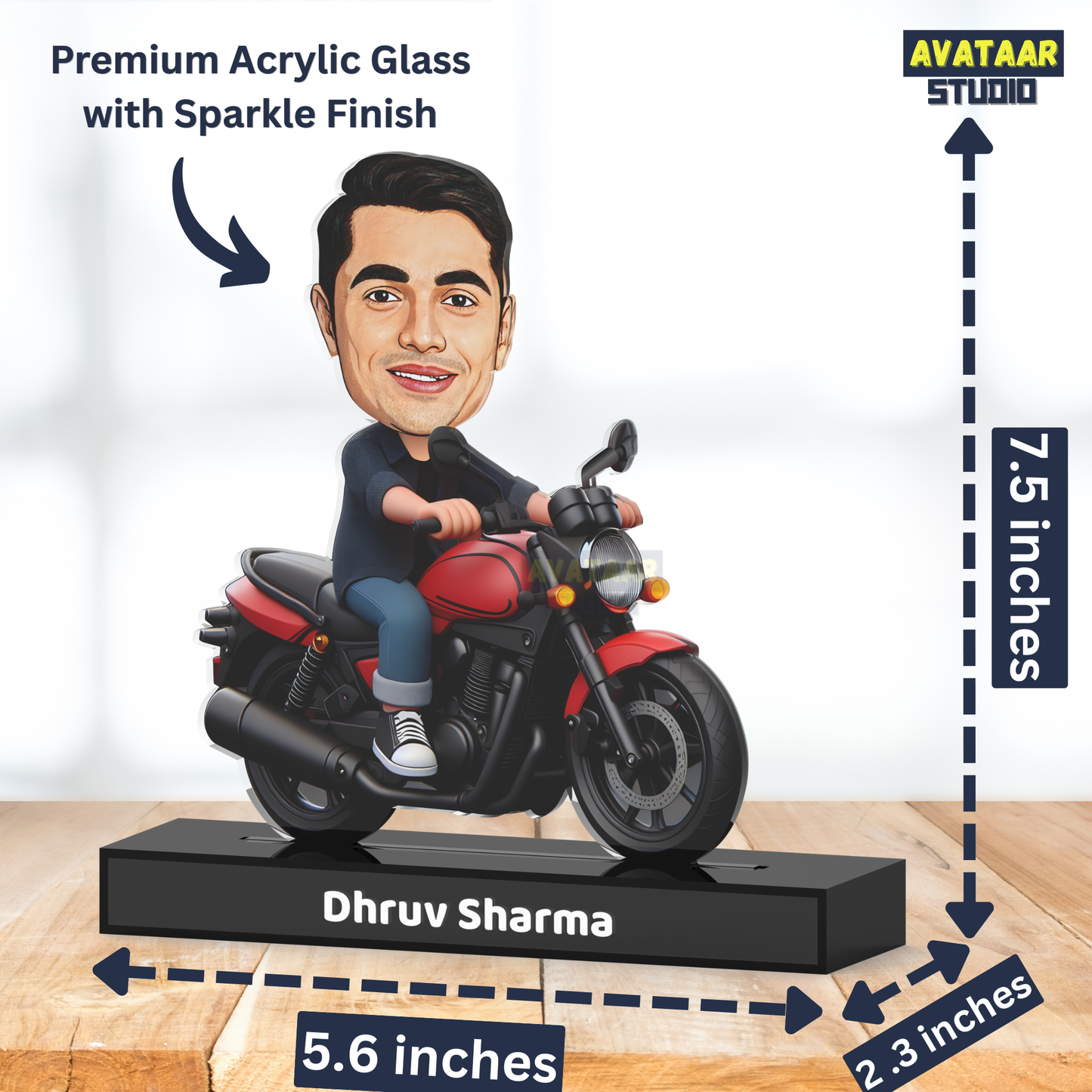 Custom Motorcycle Rider Avatar Standee with Name - Personalized Biker Acrylic Stand