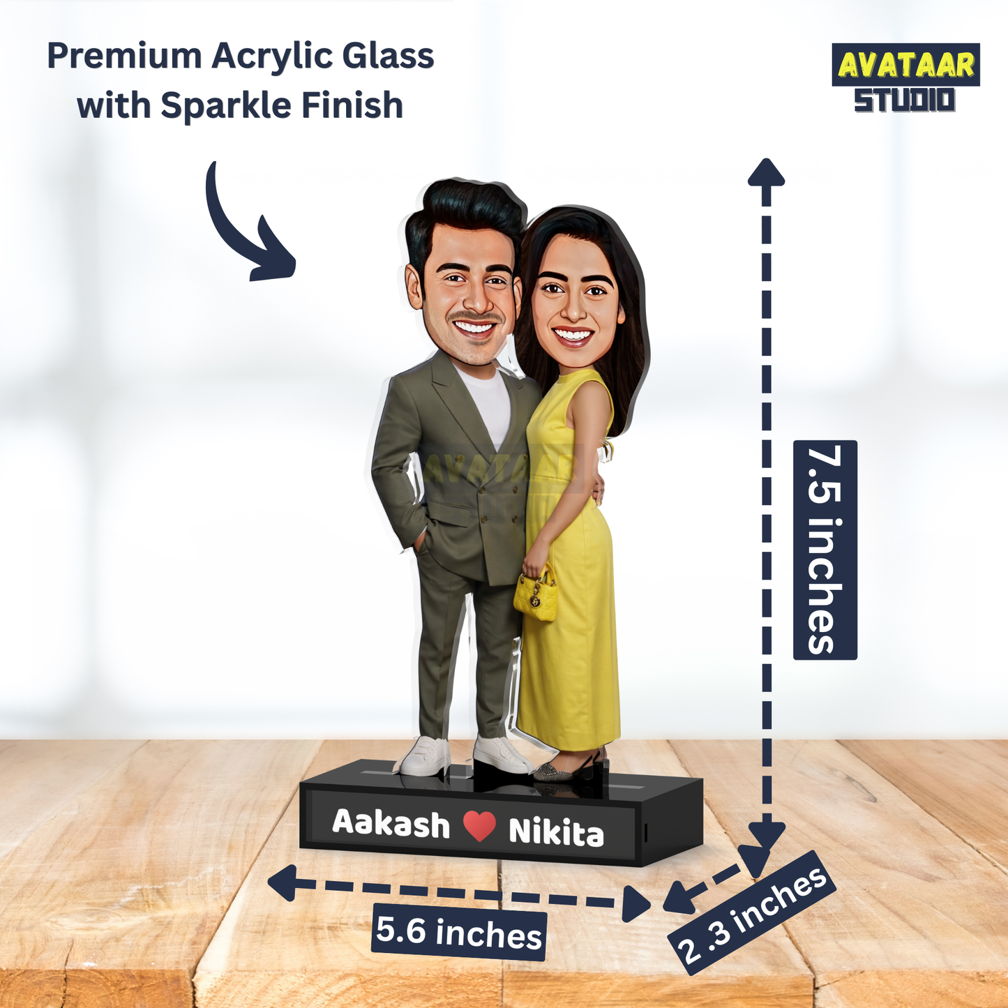 Couple Avataar Stand – Personalized Acrylic Gift with Name for Him & Her