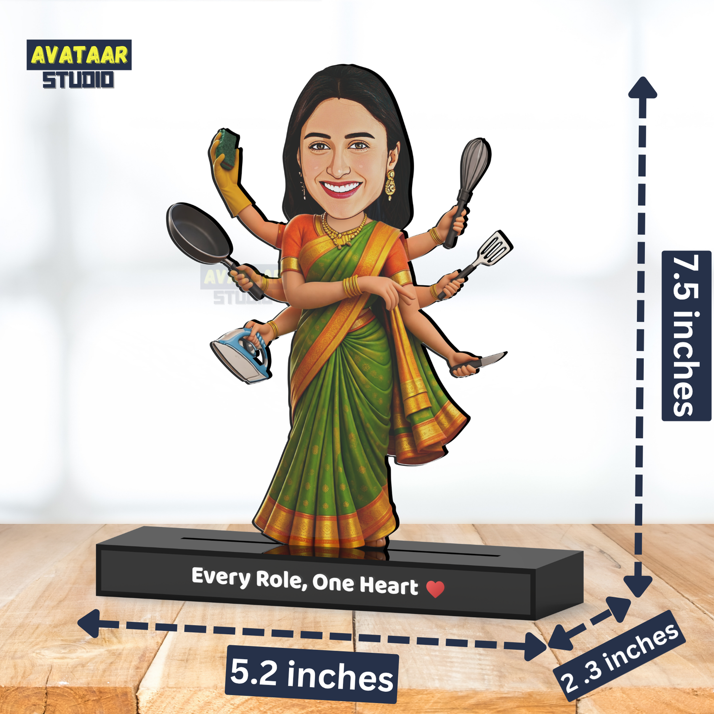 Super Mom Avataar Stand – Personalized Multi-Tasking Mom Caricature Gift with Name