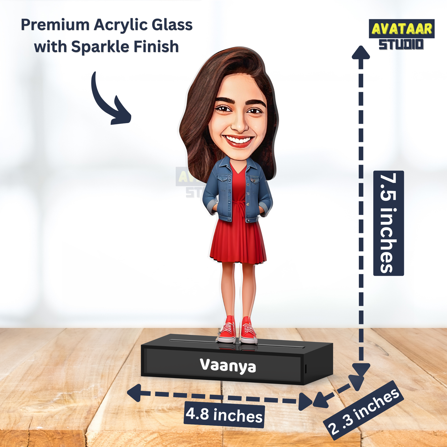 Personalized Female Avataar Stand – Custom Acrylic Gift for Her with Name