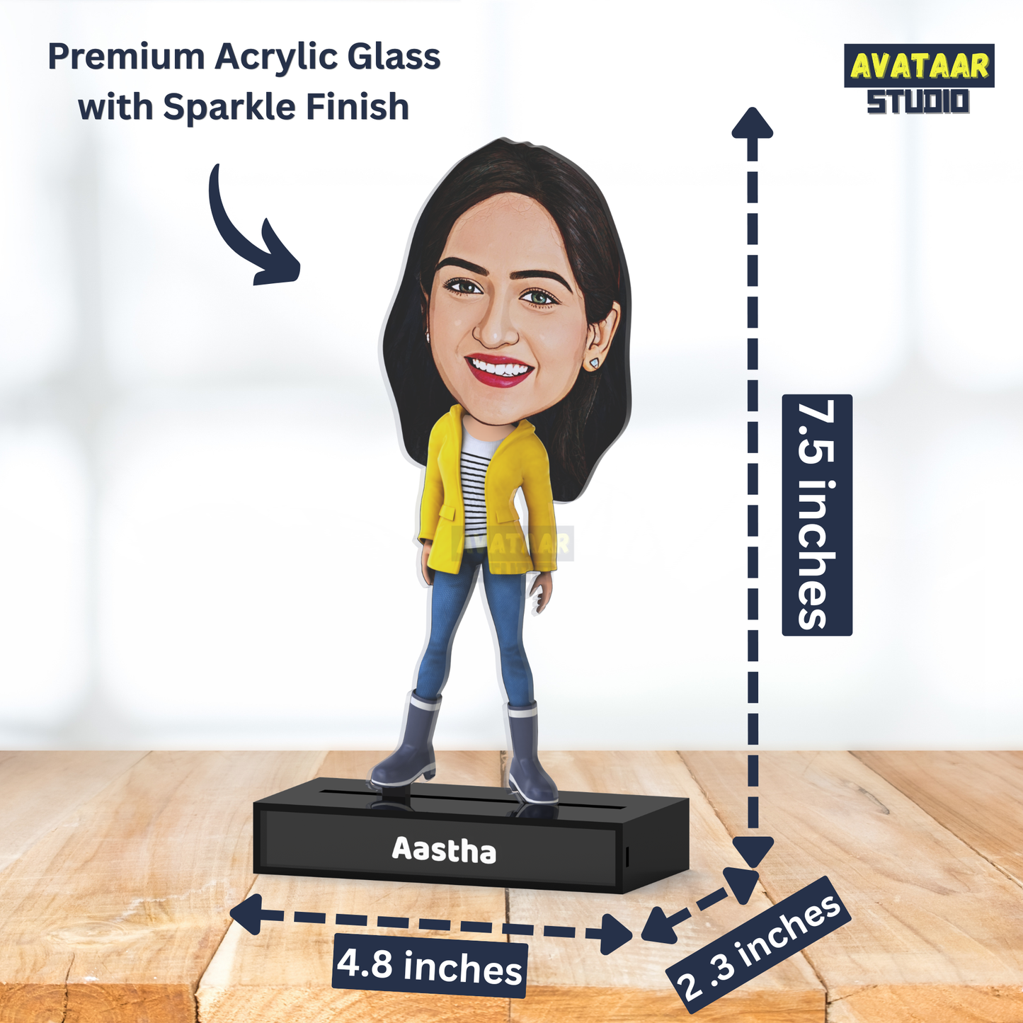 Personalized Girl  Avataar Stand – Custom Acrylic Avataar with Name