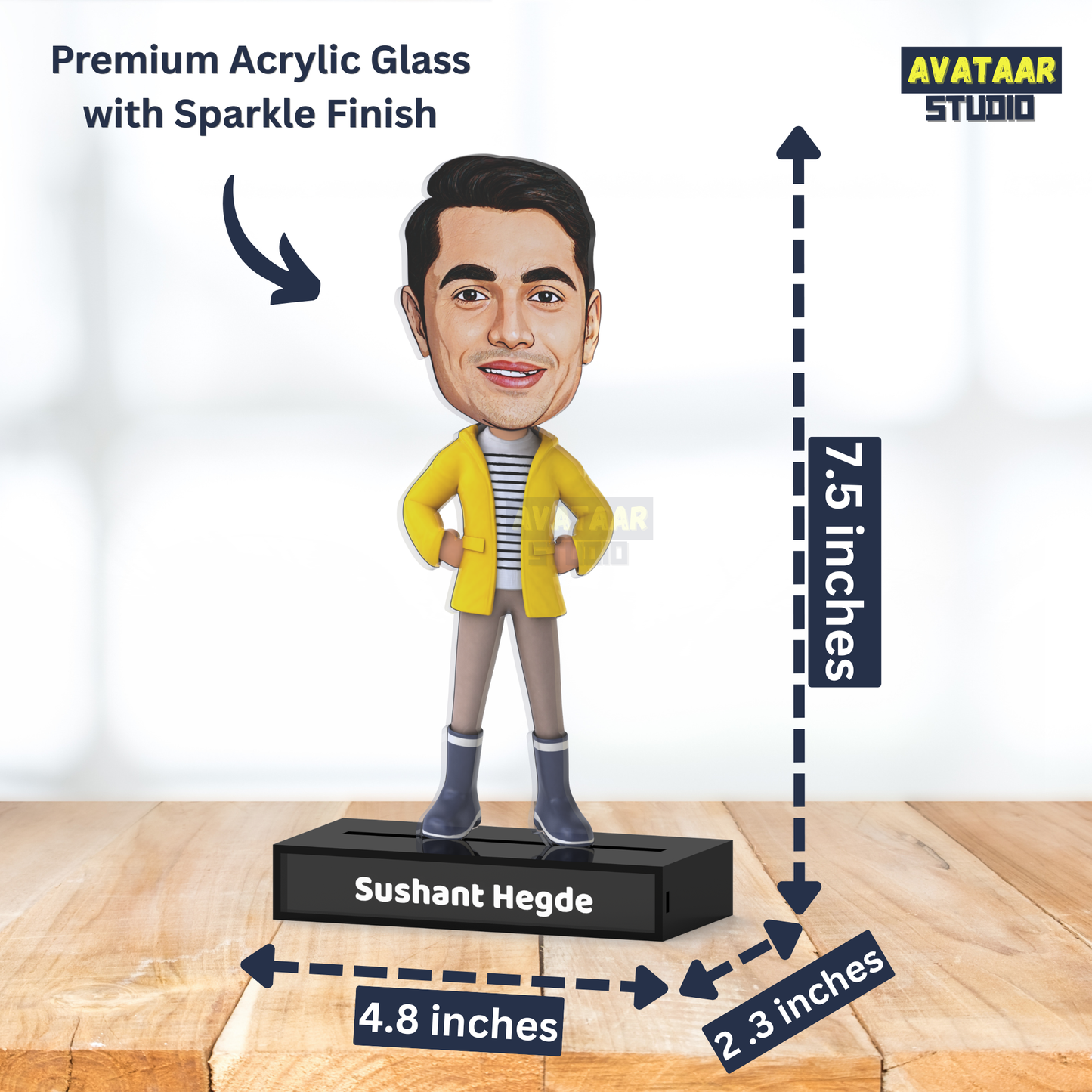 Personalized  Boy Avataar Stand – Custom Acrylic Avataar with Name