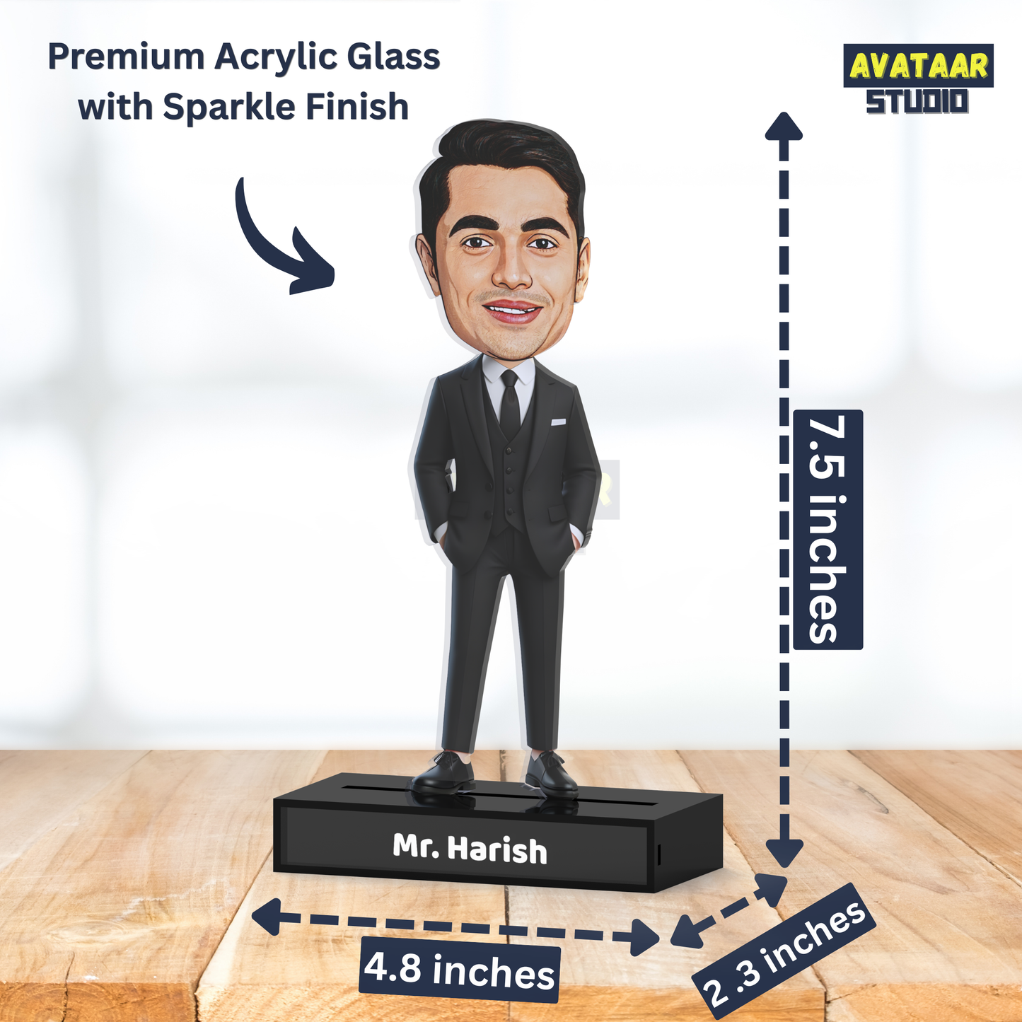 Professional Man Avatar Stand – Personalized Acrylic Gift with Name