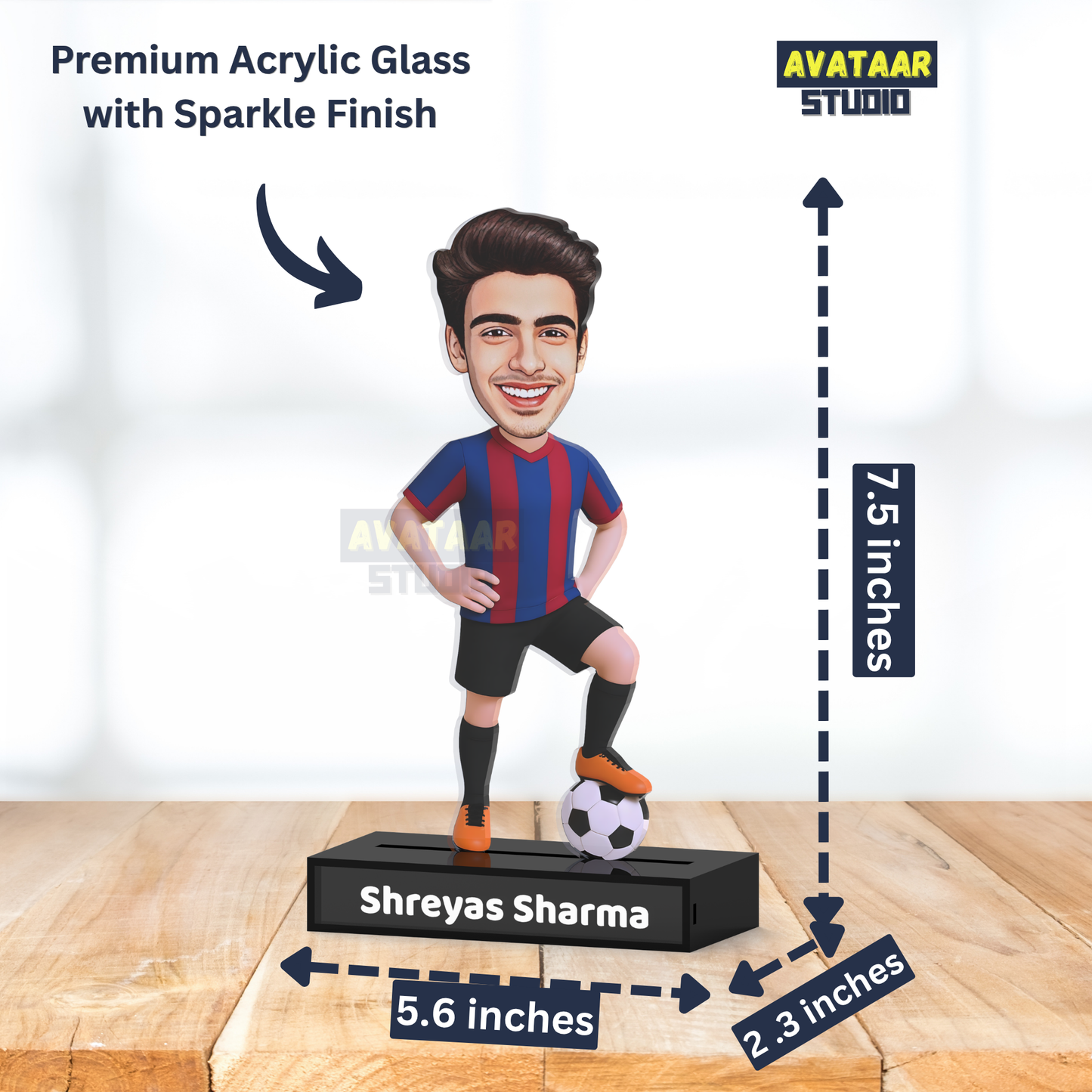 Personalized Footballer Caricature Avataar Stand – Personalized Premium Acrylic Gift with Name