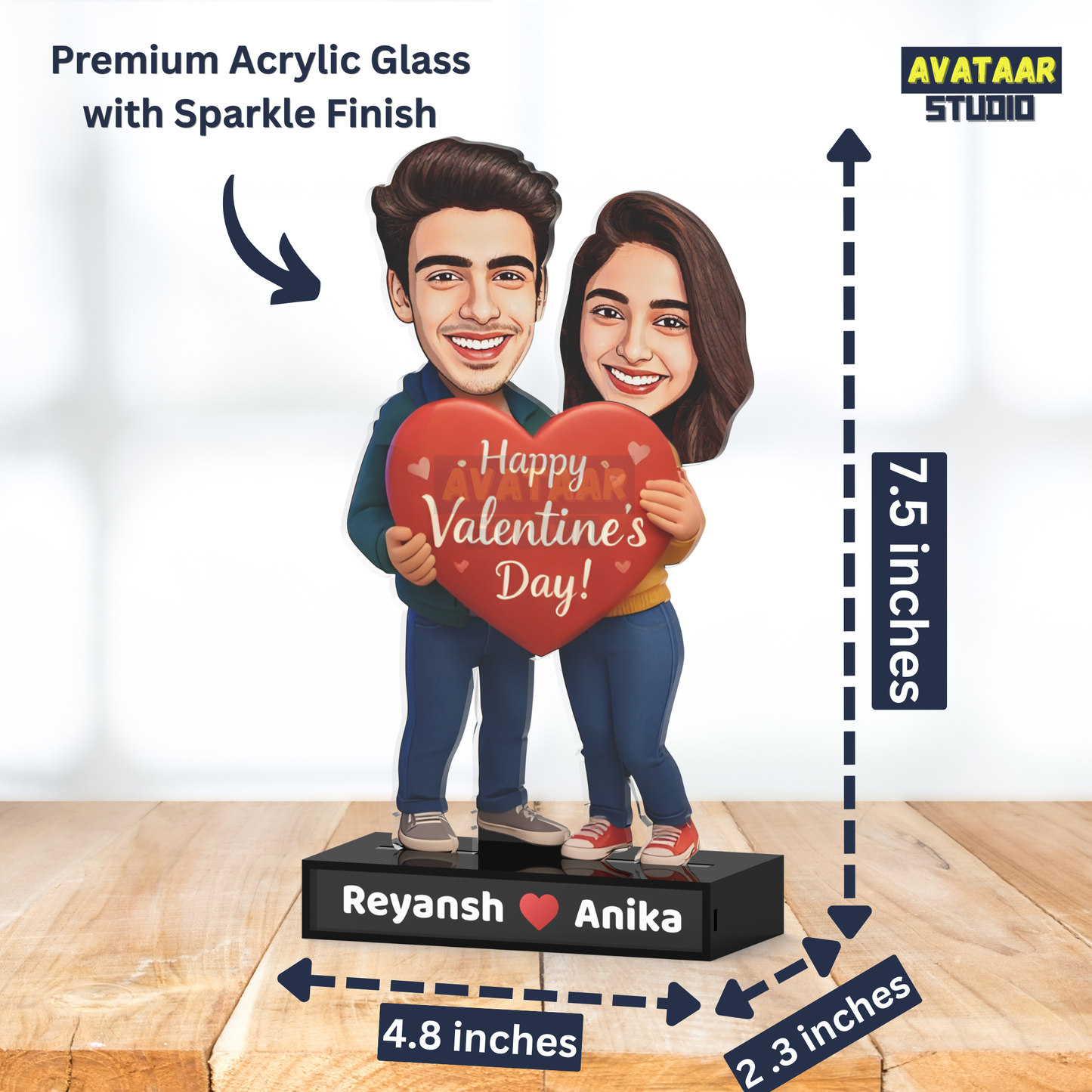 Custom Couple Avataar Stand – Romantic Valentine Acrylic Gift