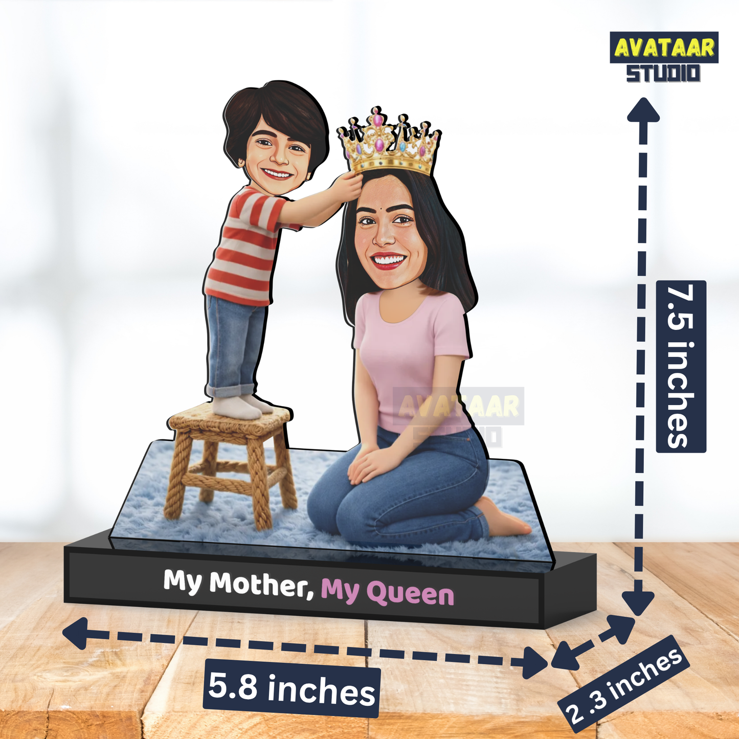 My Mother My Queen Avataar Stand – Personalized Mother & Child Caricature Gift