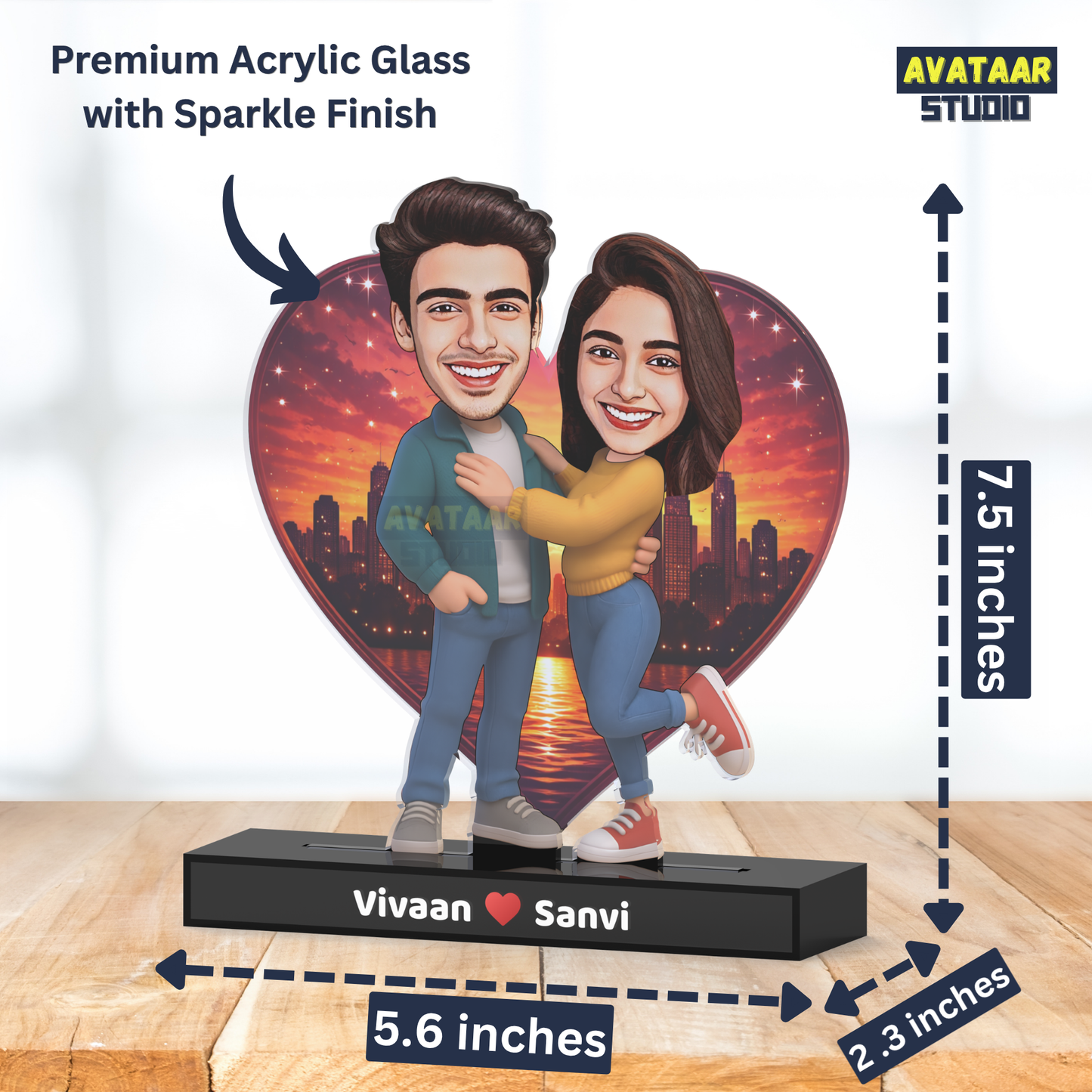 Personalized Couple Avataar Stand – Custom Acrylic Gift for Husband Wife Boyfriend Girlfriend