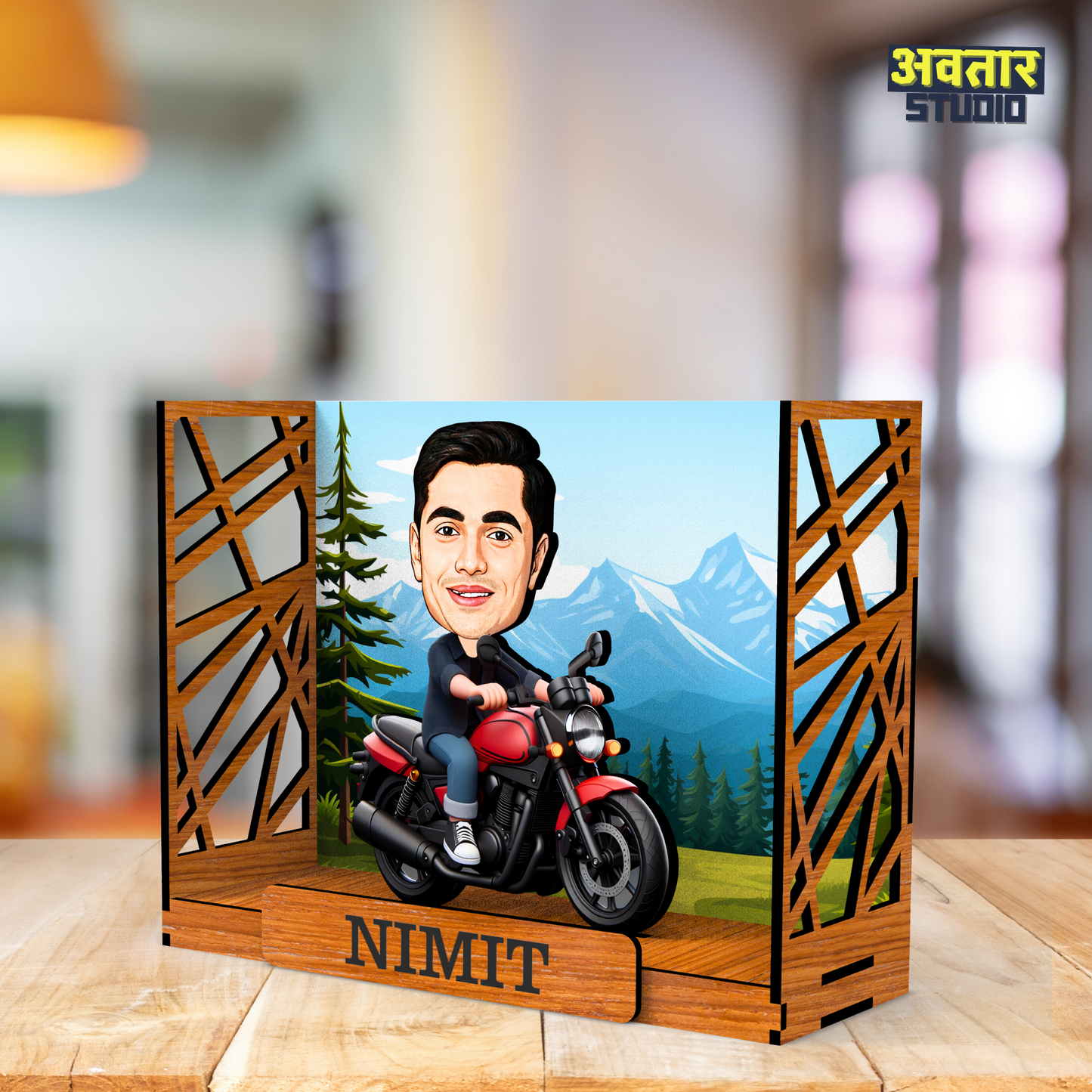 Avatar Studio Personalized Gift for Friends, Brother, BFF, Boyfriend, Father Character Caricature Photo Frame Unique Design Customized Gift for Friends & Family (Motorcycle Rider - 1 Box)