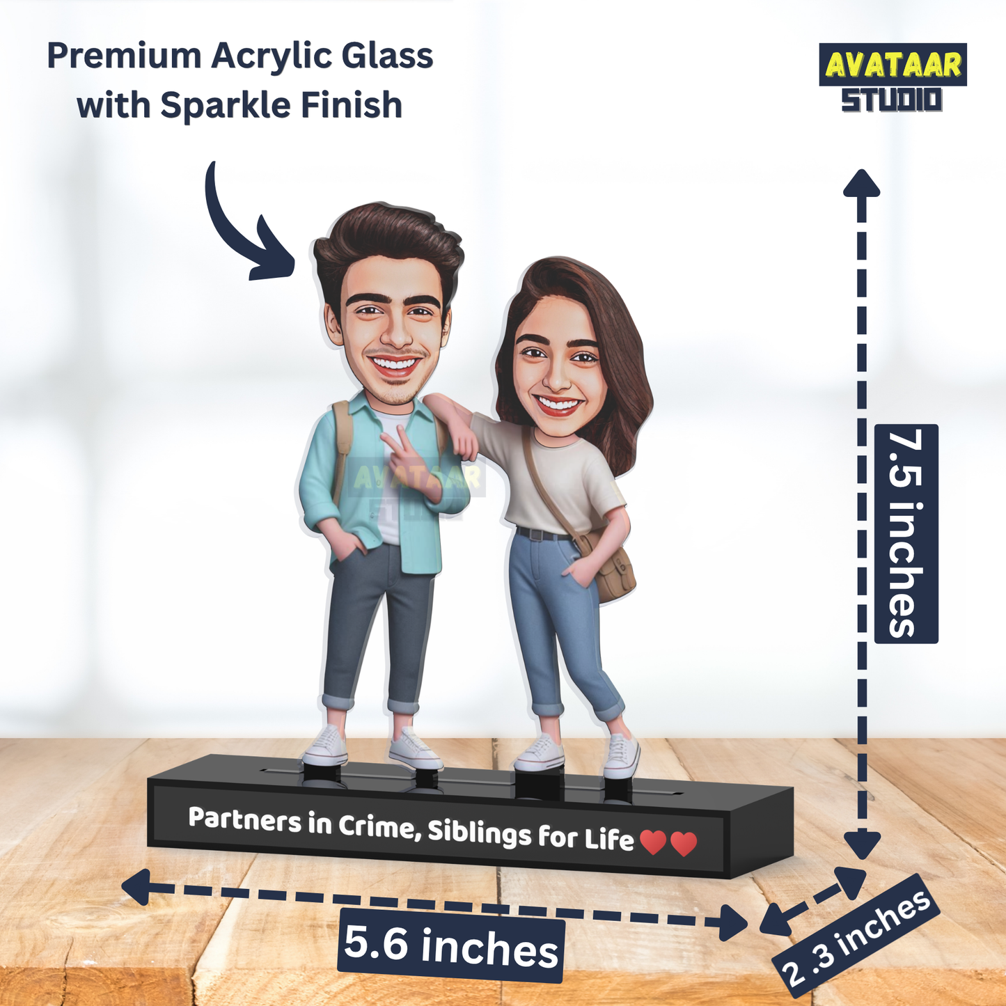 Custom Bro Sis Avataar Stand – Personalized Gift for Siblings