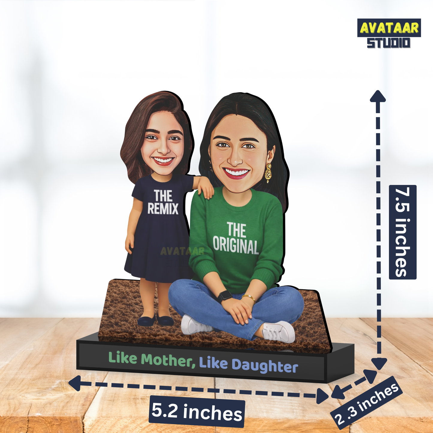 Personalized Mother Daughter Acrylic Stand – Custom Avataar Gift for Mom