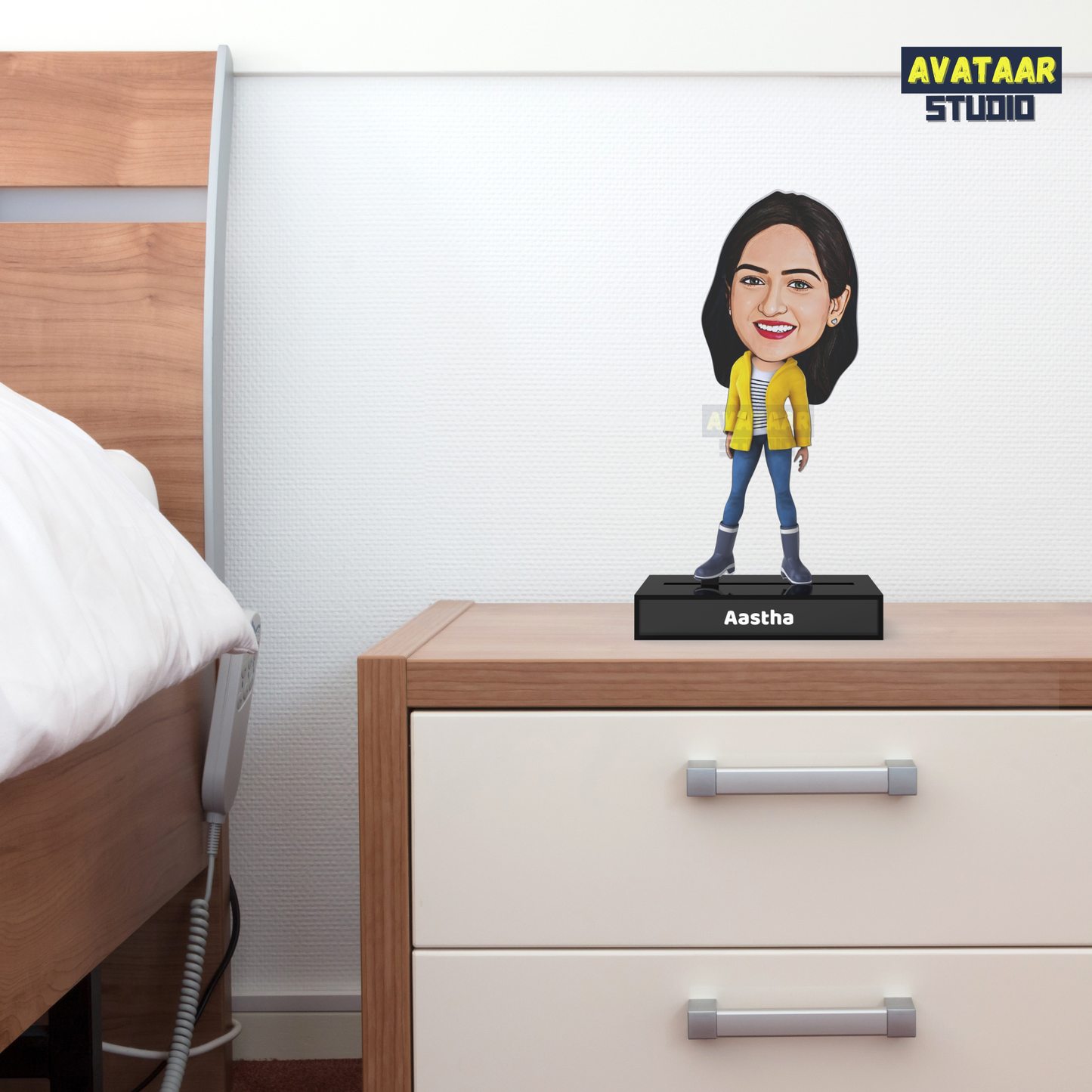 Personalized Girl  Avataar Stand – Custom Acrylic Avataar with Name