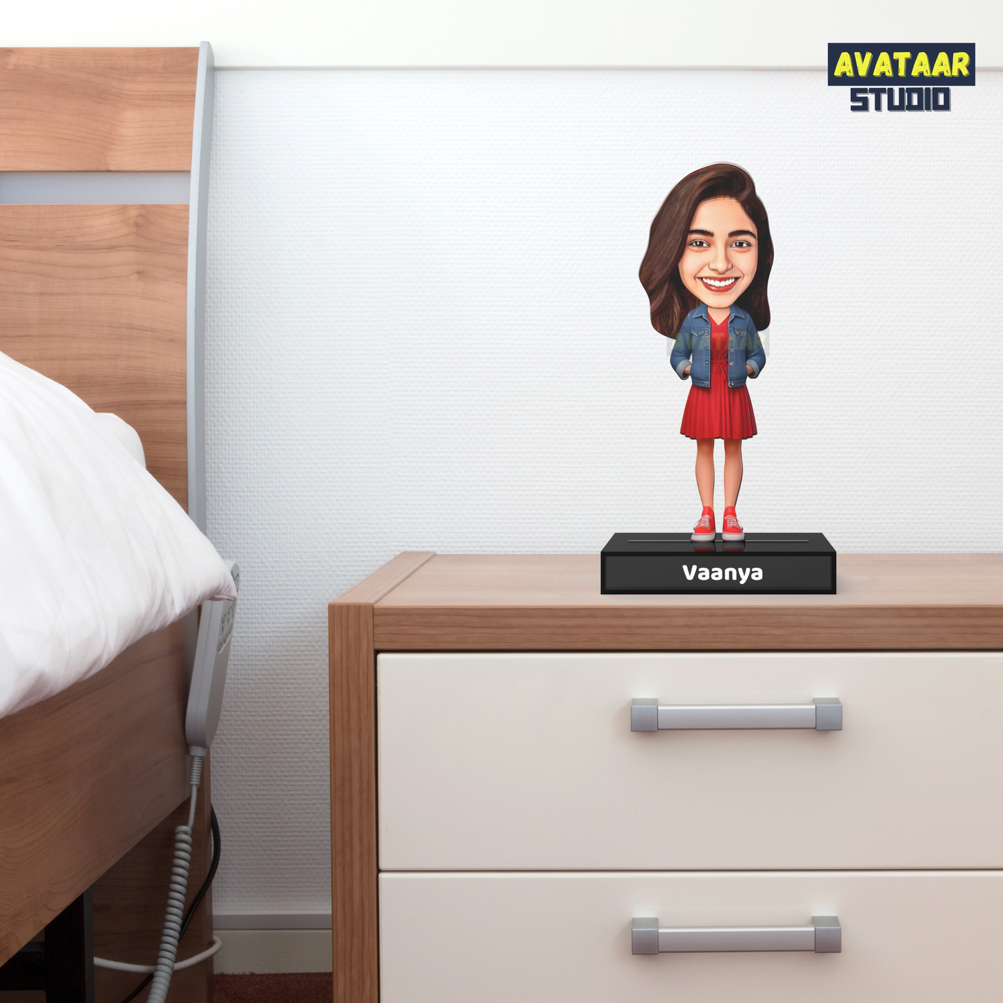 Personalized Female Avataar Stand – Custom Acrylic Gift for Her with Name