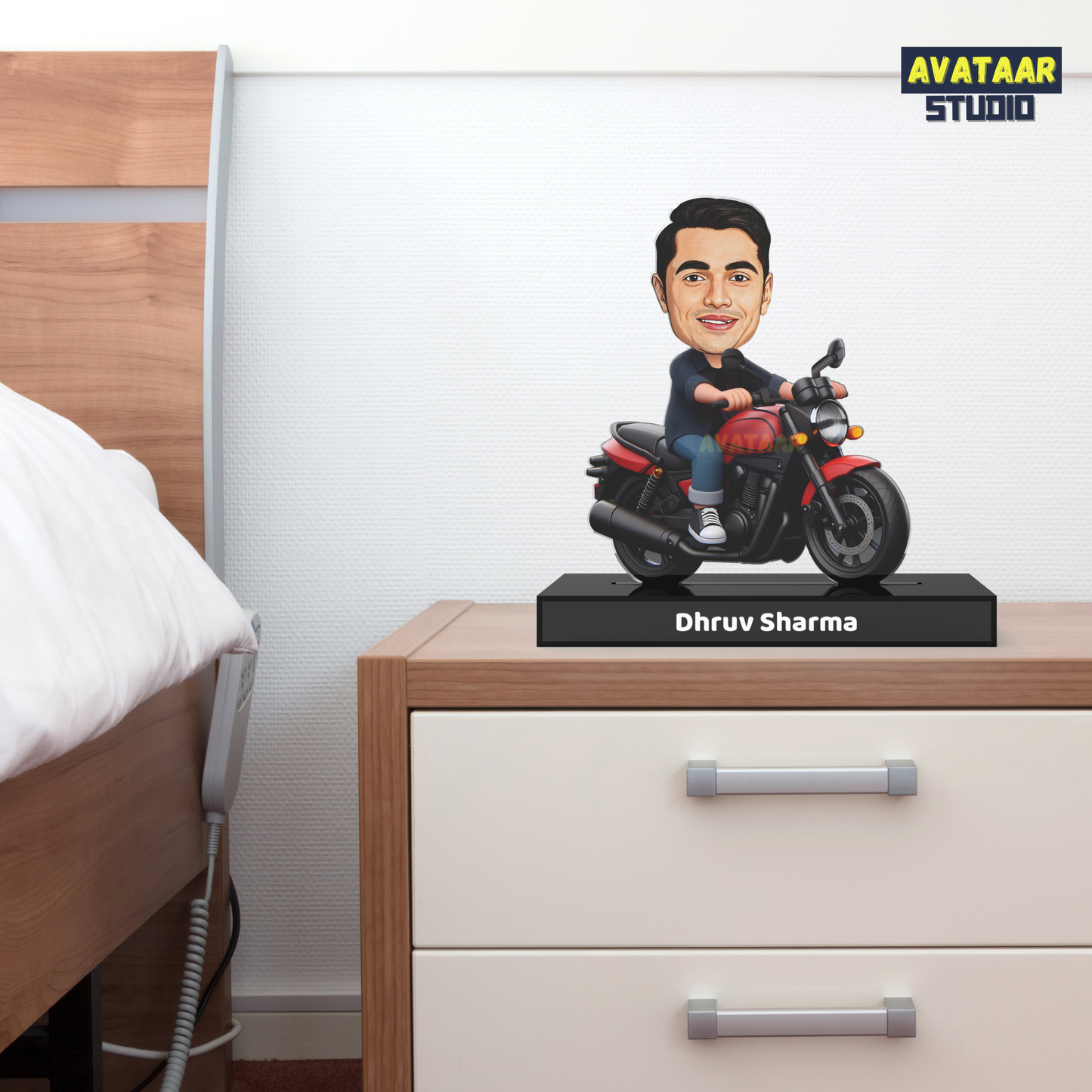 Custom Motorcycle Rider Avatar Standee with Name - Personalized Biker Acrylic Stand