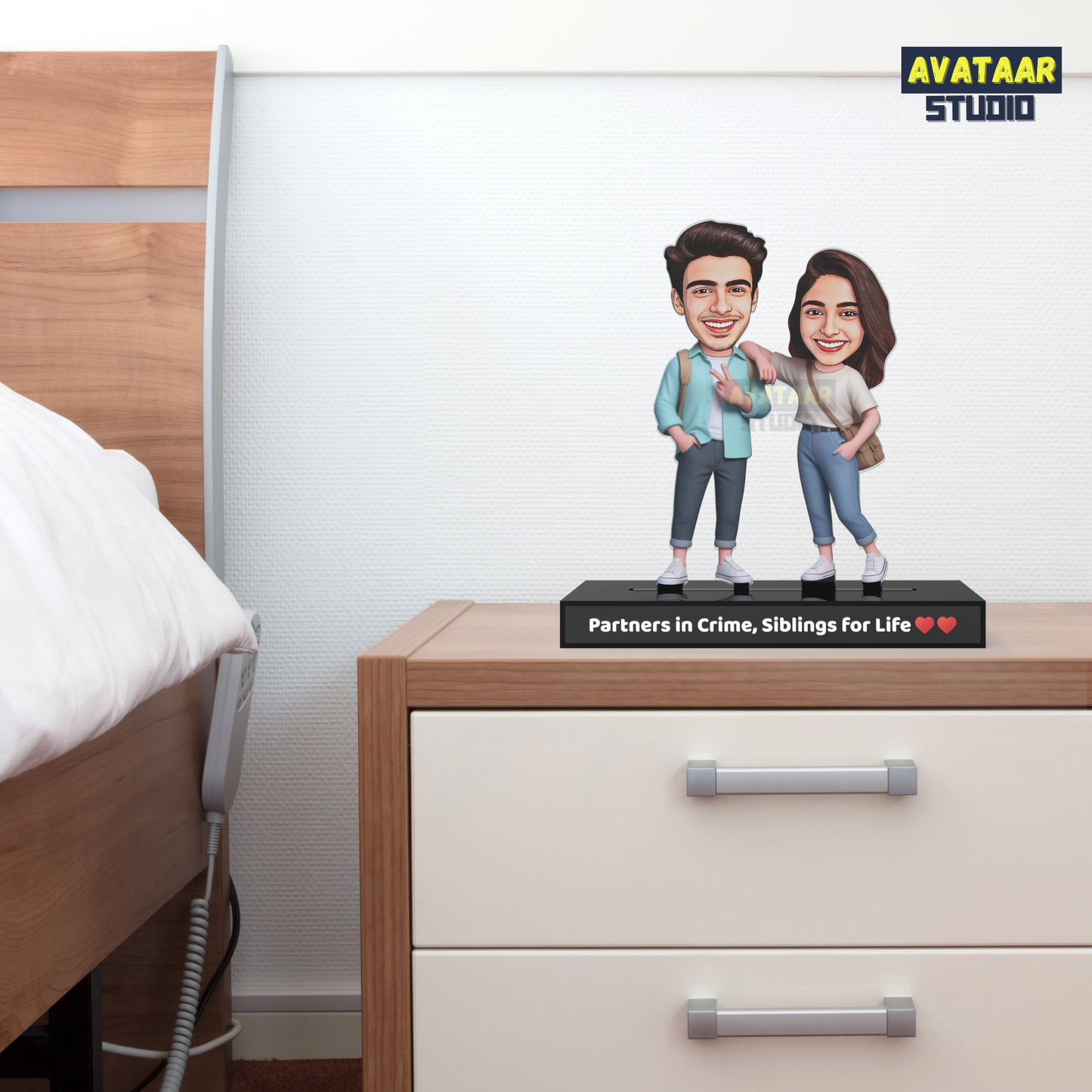 Custom Bro Sis Avataar Stand – Personalized Gift for Siblings