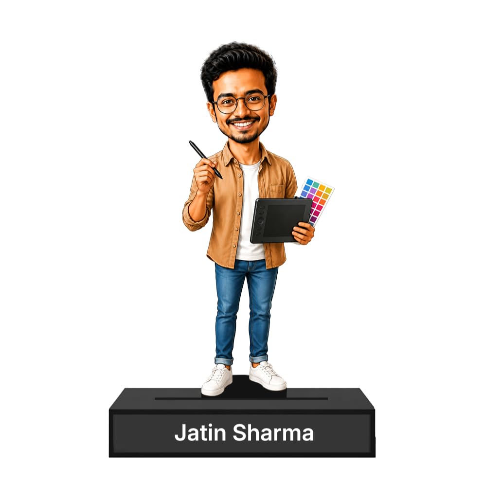 Personalized Design Master Avataar Stand with Name, Custom Photo Caricature Standee, Graphic Designer-Themed Desk Decor, Personalized Gift for Designers, Artists & Creative Professionals (GRAPHIC DESIGNER, 7 INCHES)
