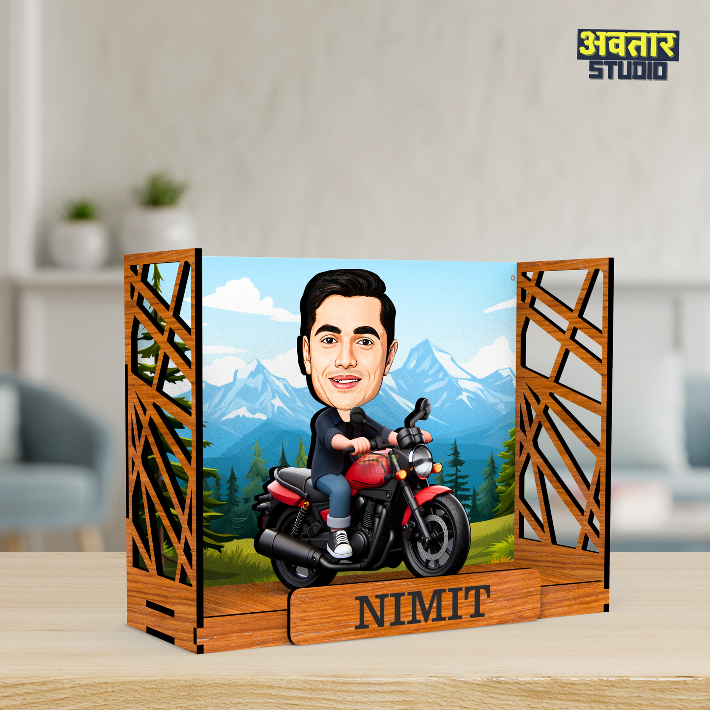 Avatar Studio Personalized Gift for Friends, Brother, BFF, Boyfriend, Father Character Caricature Photo Frame Unique Design Customized Gift for Friends & Family (Motorcycle Rider - 1 Box)