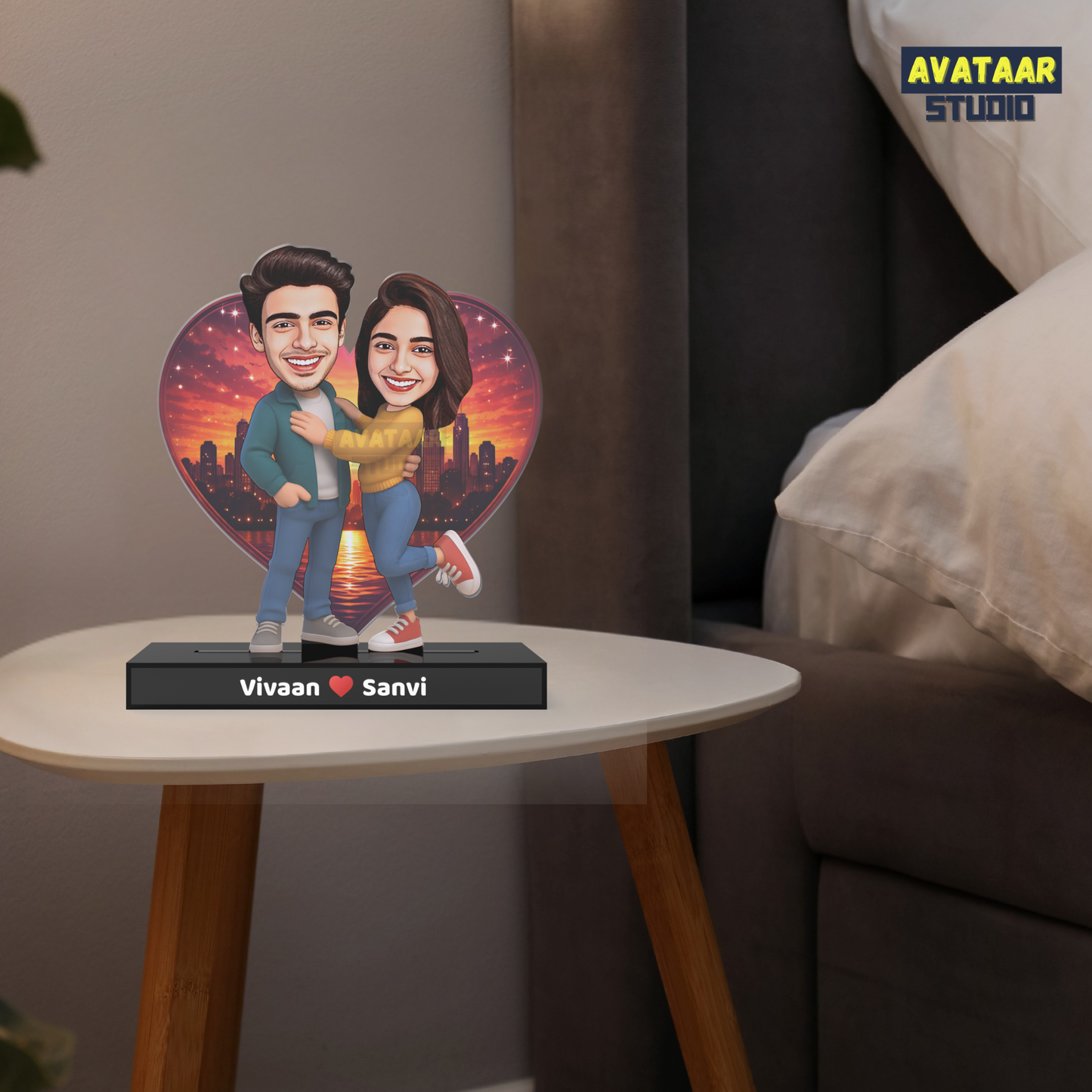 Personalized Couple Avataar Stand – Custom Acrylic Gift for Husband Wife Boyfriend Girlfriend