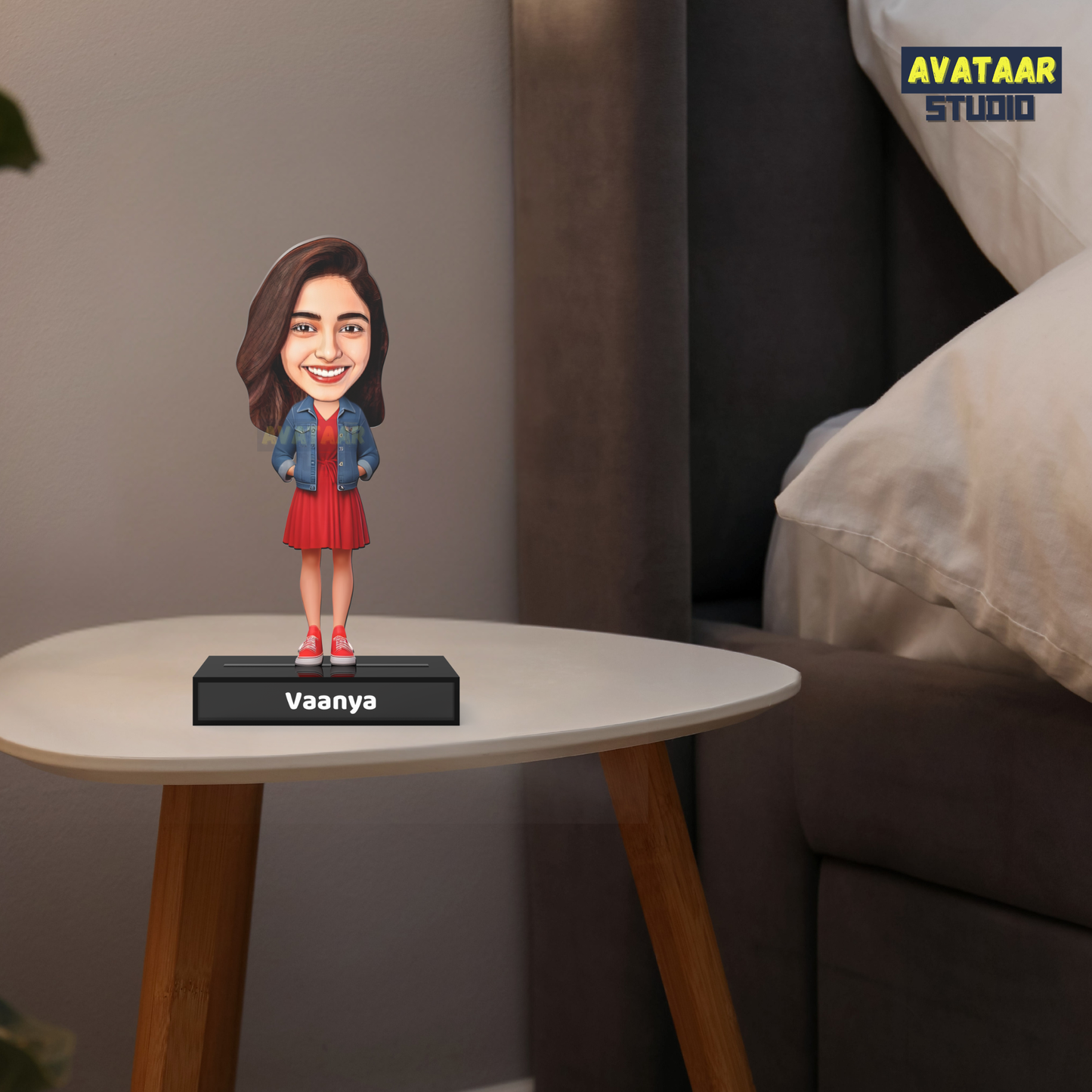 Personalized Female Avataar Stand – Custom Acrylic Gift for Her with Name