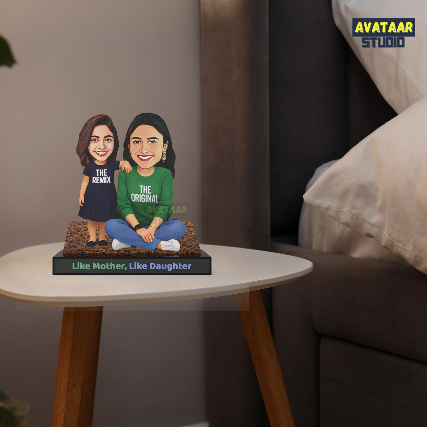 Personalized Mother Daughter Acrylic Stand – Custom Avataar Gift for Mom