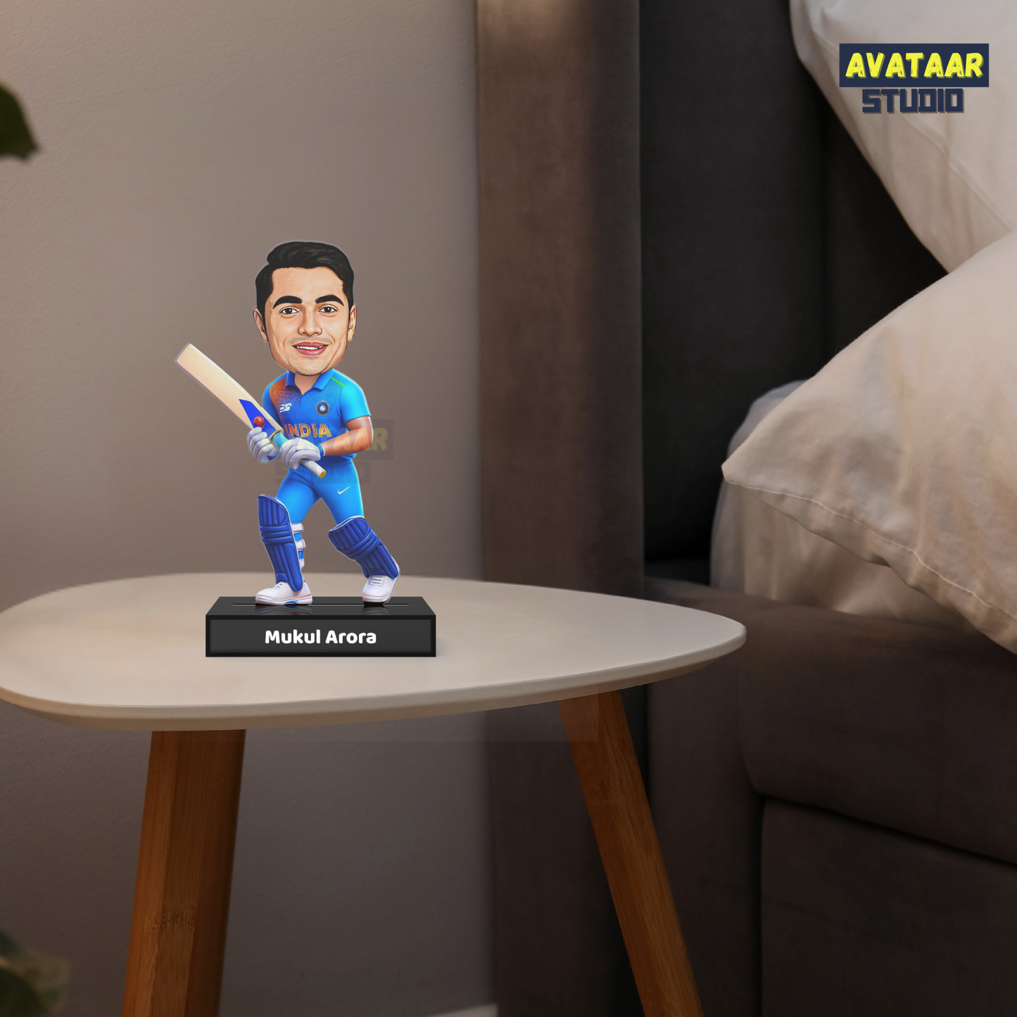 Cricket Batsman Avatar Stand – Personalized Acrylic Gift with Name