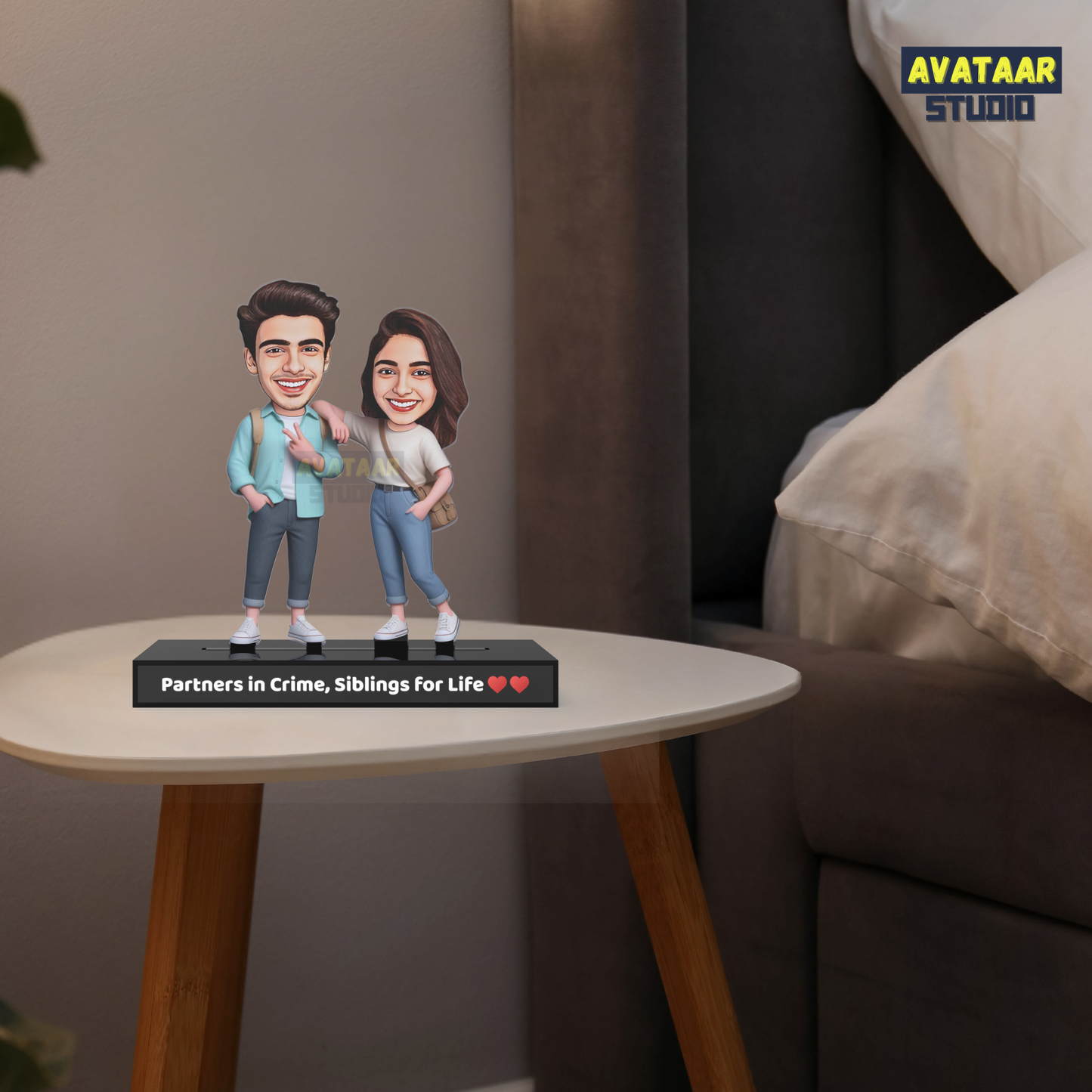 Custom Bro Sis Avataar Stand – Personalized Gift for Siblings