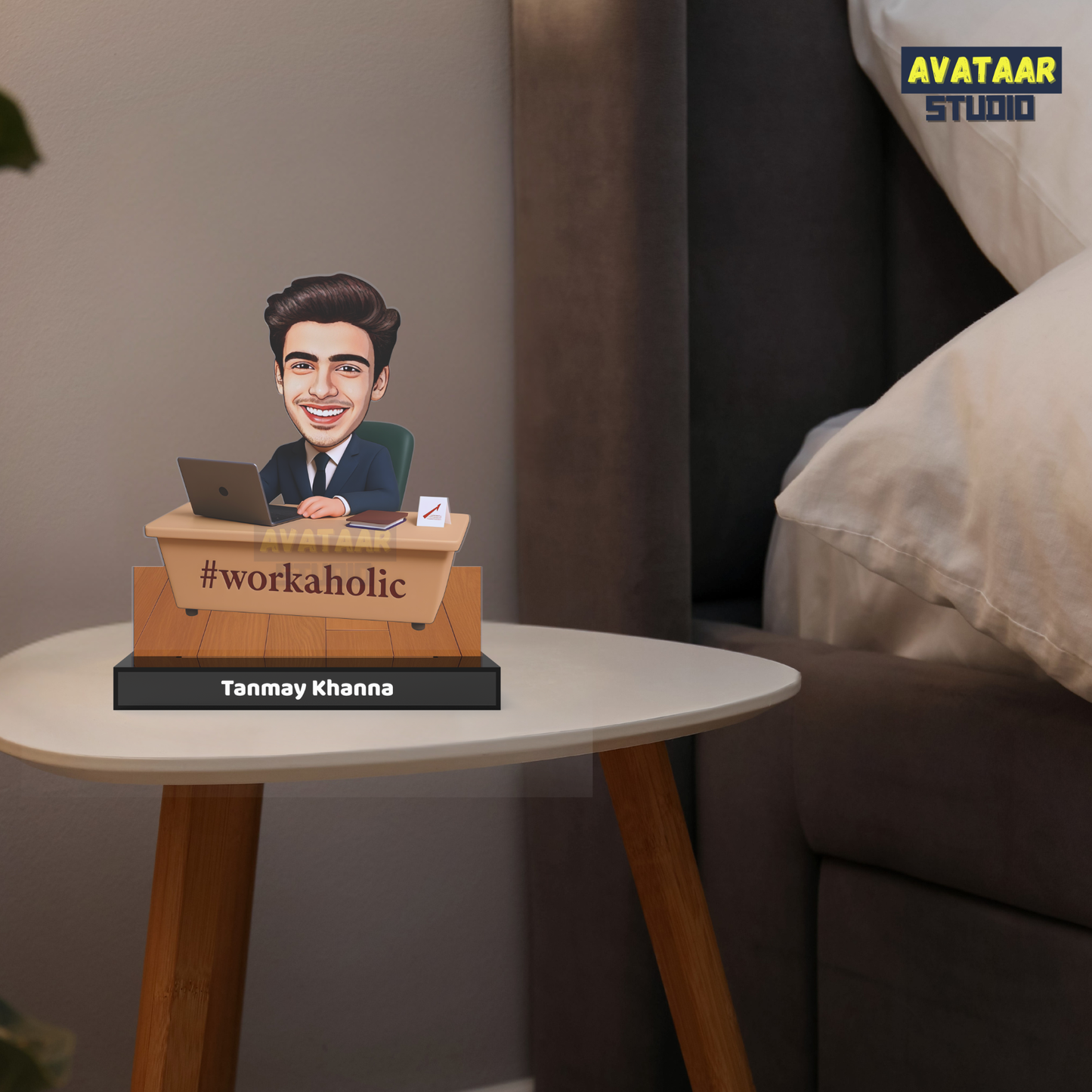 Personalized Office Avataar Stand – Custom Work Desk Acrylic Stand with Name (Male)