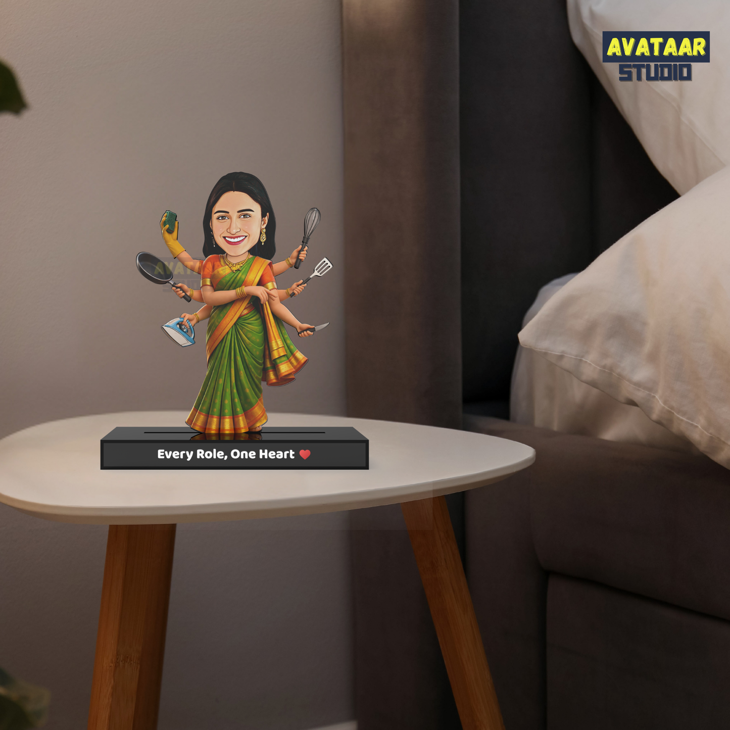 Super Mom Avataar Stand – Personalized Multi-Tasking Mom Caricature Gift with Name