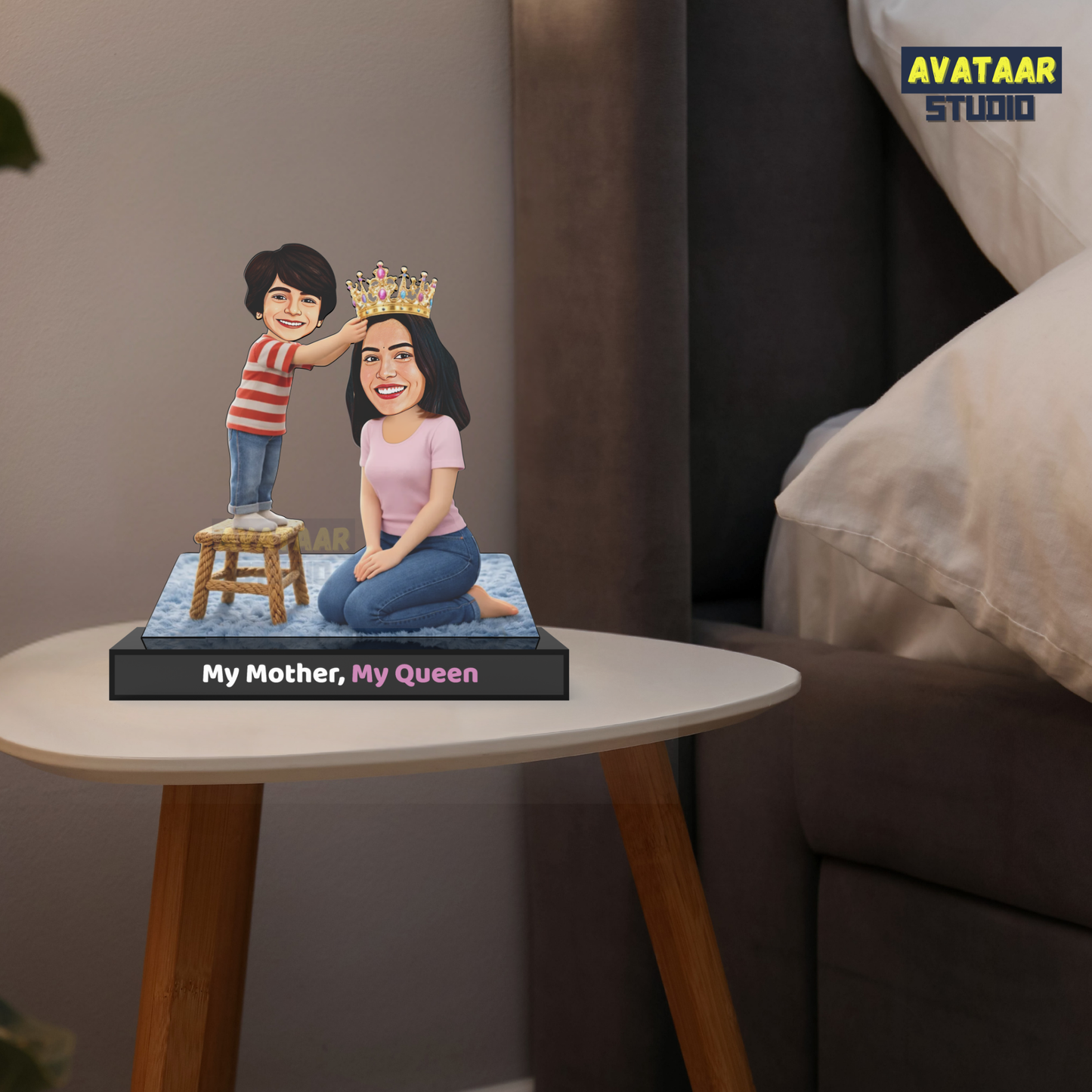 My Mother My Queen Avataar Stand – Personalized Mother & Child Caricature Gift