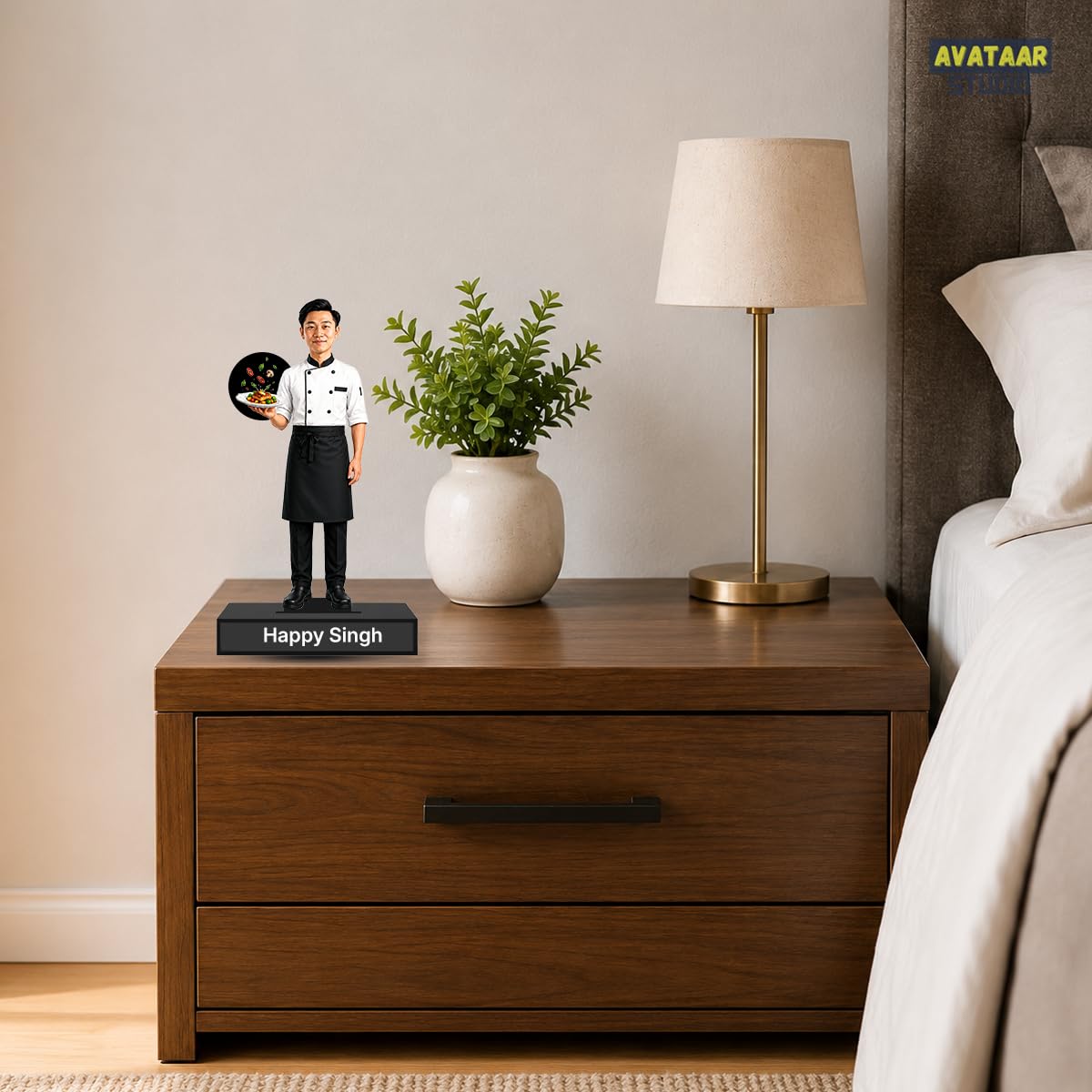 Personalized Master Chef Avataar Stand with Name, Custom Photo Caricature Standee, Desk Decor, Personalized Gift for Bakers, Restaurateurs & Food Lovers (CHEF, 7 INCHES)