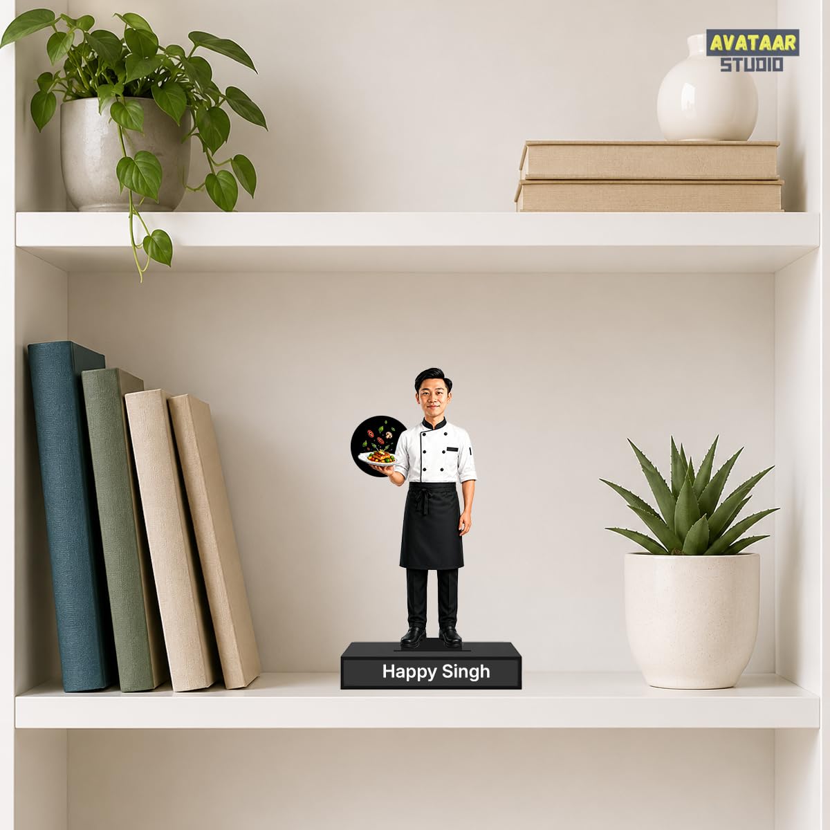 Personalized Master Chef Avataar Stand with Name, Custom Photo Caricature Standee, Desk Decor, Personalized Gift for Bakers, Restaurateurs & Food Lovers (CHEF, 7 INCHES)