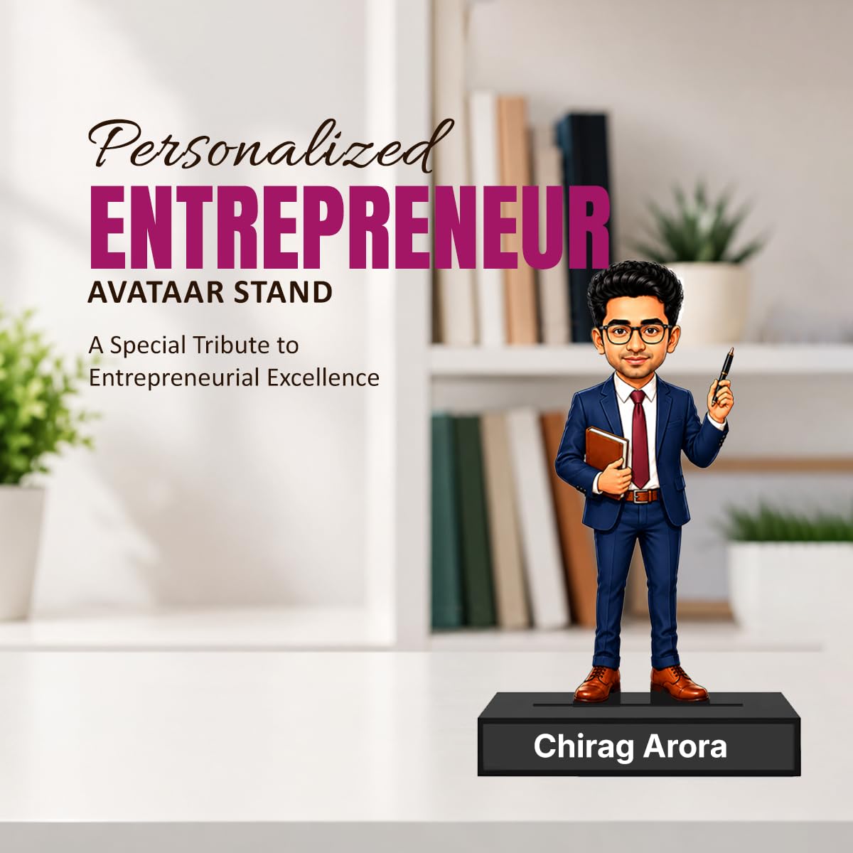 Personalized Entrepreneur Avataar Stand with Name, Custom Photo Caricature Standee, Business Professional Desk Decor, Personalized Gift for Entrepreneurs, Startup Founders & Business Aspirants (ENTREPRENEUR, 7 INCHES)