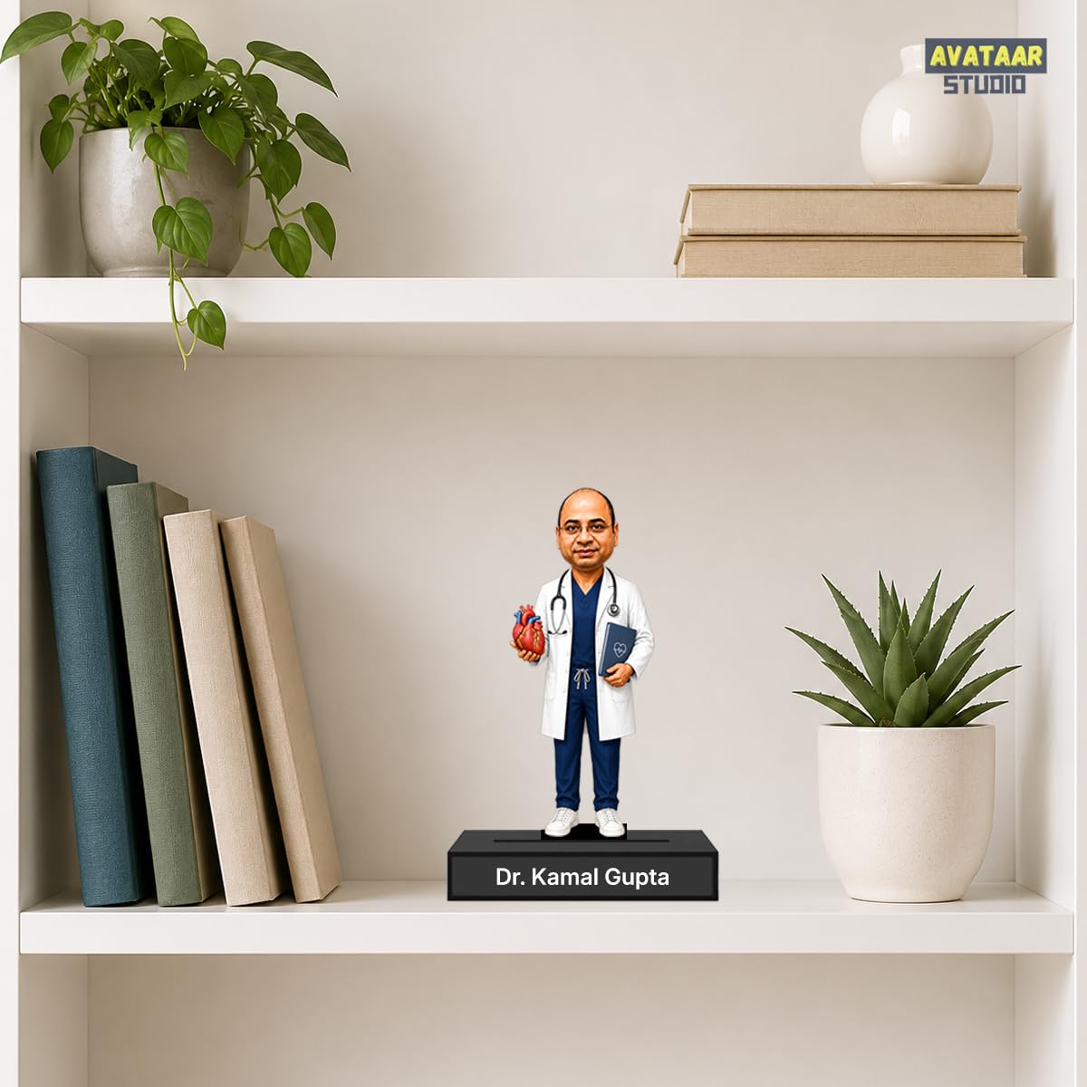Personalized Heart Healer Avataar Stand with Name, Custom Photo Caricature Standee, Cardiologist-Themed Desk Decor, Personalized Gift for Cardiologists, Heart Specialists & Healthcare Professionals (HEART SURGEON, 7 INCHES)