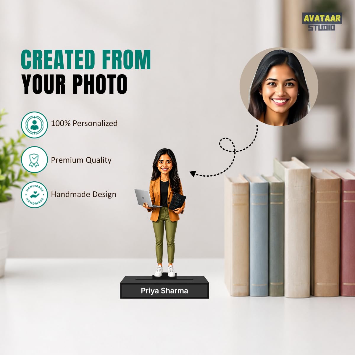 Personalized Code Queen Avataar Stand with Name, Custom Photo Caricature Standee, Software Developer Desk Decor, Personalized Gift for Programmers, Engineers, Coders & IT Professionals (SOFTWARE ENGINEER, 7 INCHES)