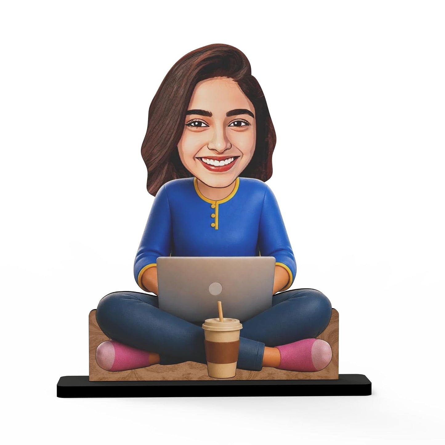 Personalized Work From Home Avataar Stand with Name, Custom Photo Caricature Standee, Laptop Desk Decor, Personalized Gift for Professionals, Employees, Students & Remote Workers (WORK MODE, 7 INCHES)