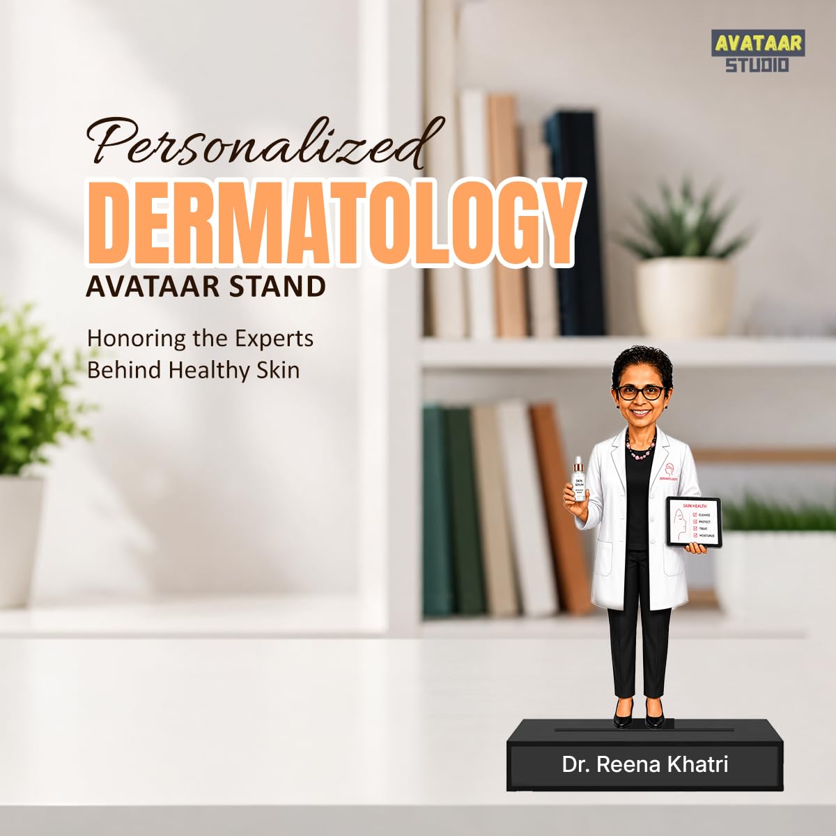 Personalized Skin Expert Avataar Stand with Name, Custom Photo Caricature Standee, Dermatologist-Themed Desk Decor, Personalized Gift for Dermatologists, Skin Specialists & Healthcare Professionals (DERMATOLOGIST, 7 INCHES)