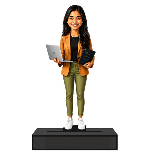 Personalized Code Queen Avataar Stand with Name, Custom Photo Caricature Standee, Software Developer Desk Decor, Personalized Gift for Programmers, Engineers, Coders & IT Professionals (SOFTWARE ENGINEER, 7 INCHES)