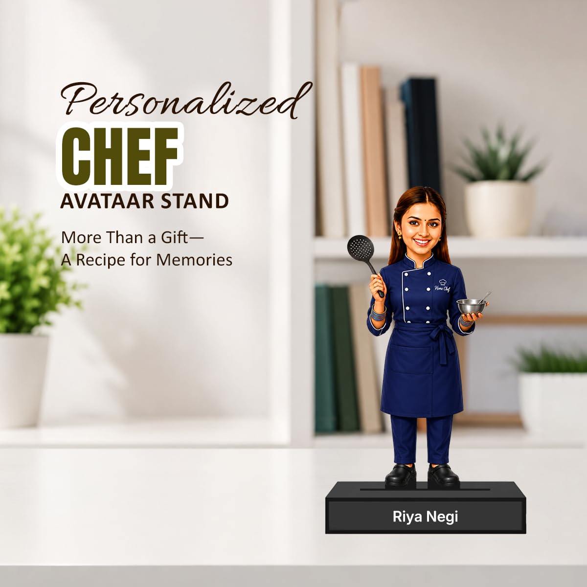 Personalized Home Chef Avataar Stand with Name, Custom Photo Caricature Standee, Cooking-Themed Desk Decor, Personalized Gift for Home Chefs, Food Lovers & Cooking Enthusiasts (CHEF, 7 INCHES)