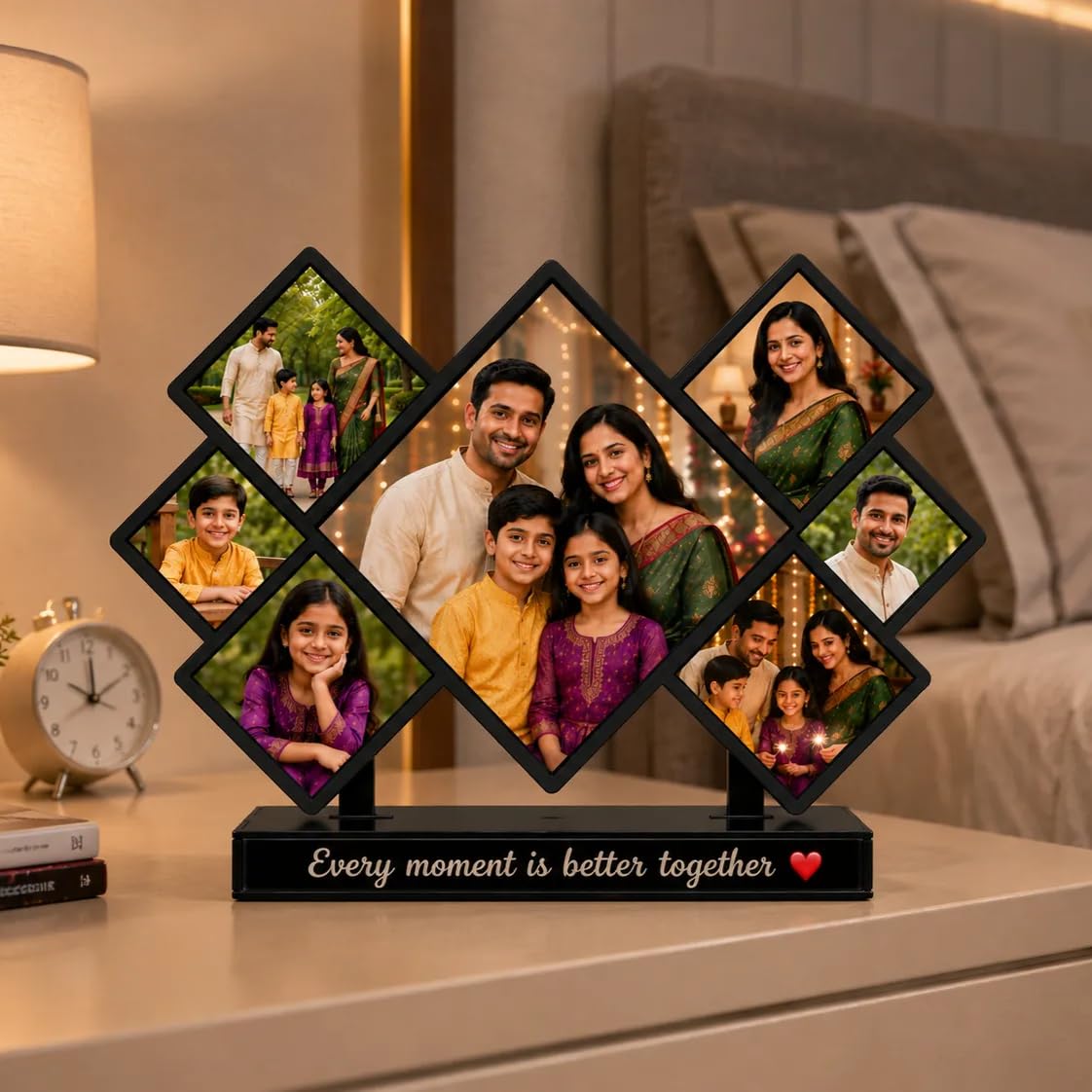 Personalized Photo Frame with Custom Name | Customized Table Top Photo Frame | Modern Decorative Picture Frame Gift for Couple, Anniversary, Wedding, Birthday, Valentine's Day (DESIGN 5, 8 INCHES)