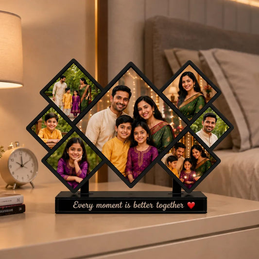 Personalized Photo Frame with Custom Name | Customized Table Top Photo Frame | Modern Decorative Picture Frame Gift for Couple, Anniversary, Wedding, Birthday, Valentine's Day (DESIGN 5, 8 INCHES)